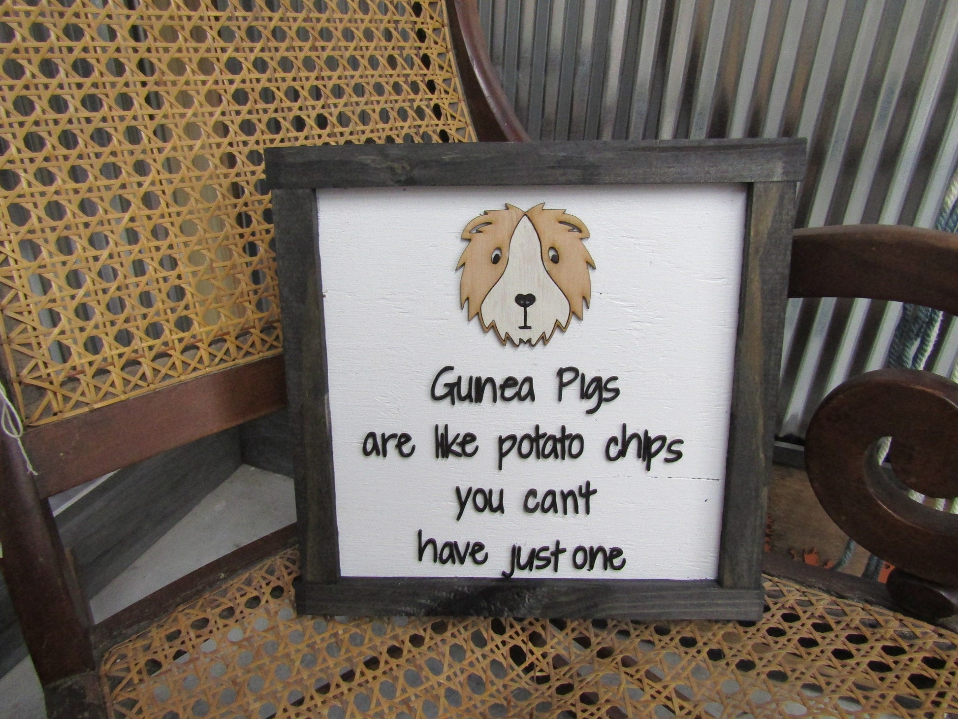 Guinea Pig Pet Owner Small Animals Cute Like Potato Chips Cant Have Just One Animal Lover Handmade Decor Wall Hanging Sign Wooden 3D Signage