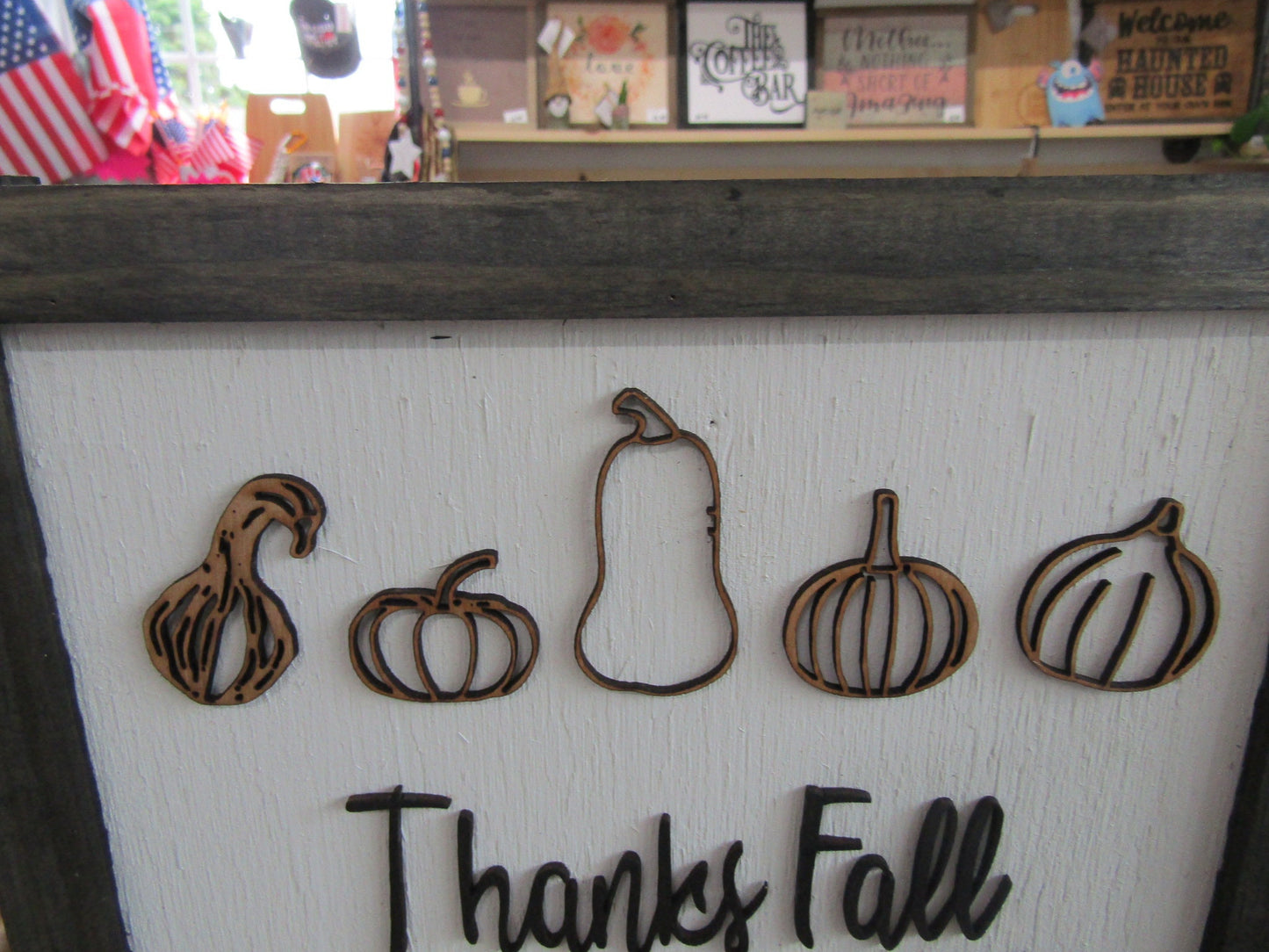 Thanks Fall Goofy Muffin Top Pumpkin Roll Pumpkins Gourds Autumn Handmade Decor Wall Hanging Funny Sarcastic Joke Seasonal Wooden Sign