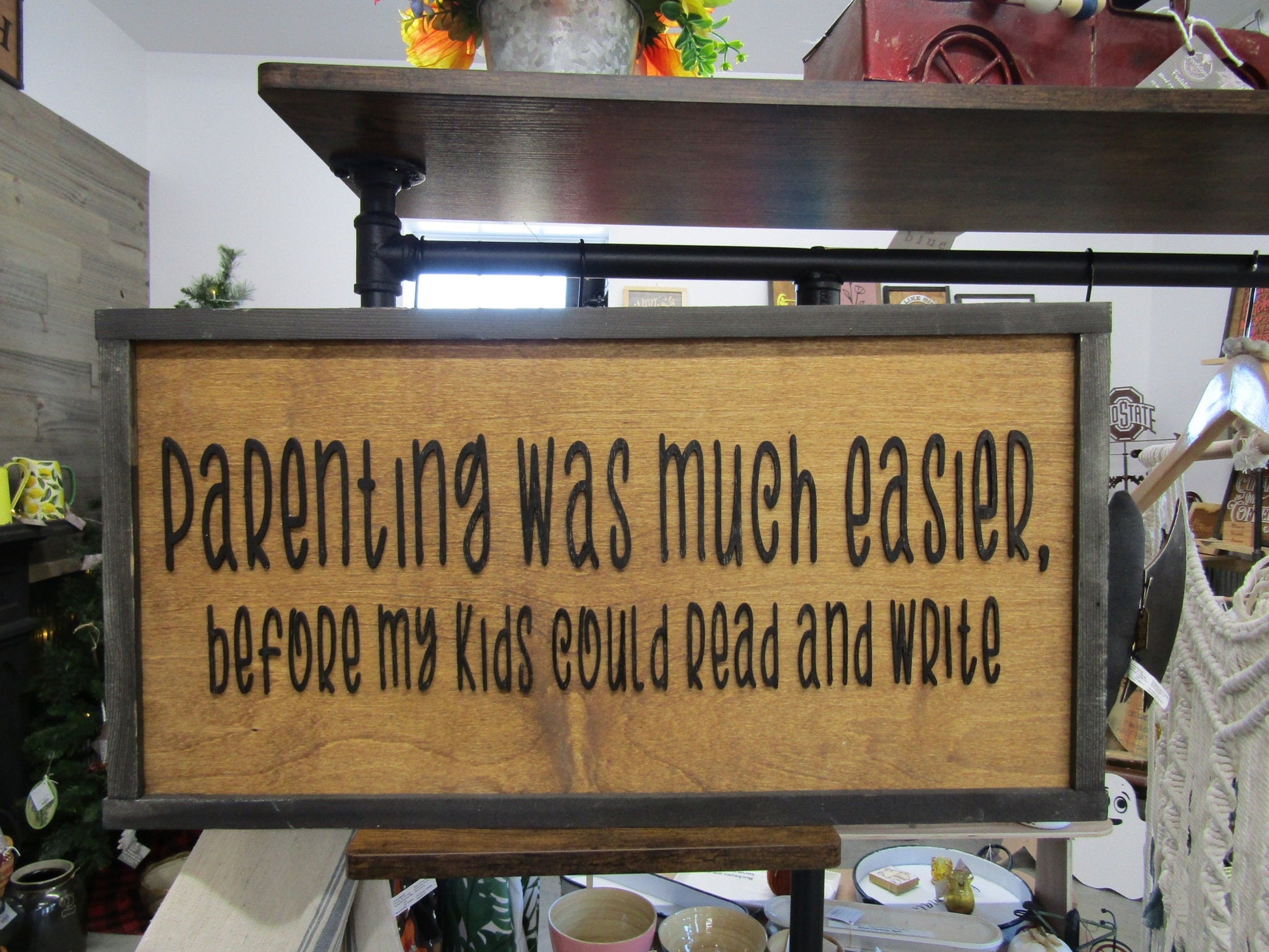 Parenting Funny Easy Parenting Relatable Home Decor Wooden Handmade Sign 3D Kids Parenting was Easier Before Kids could Read Teenager