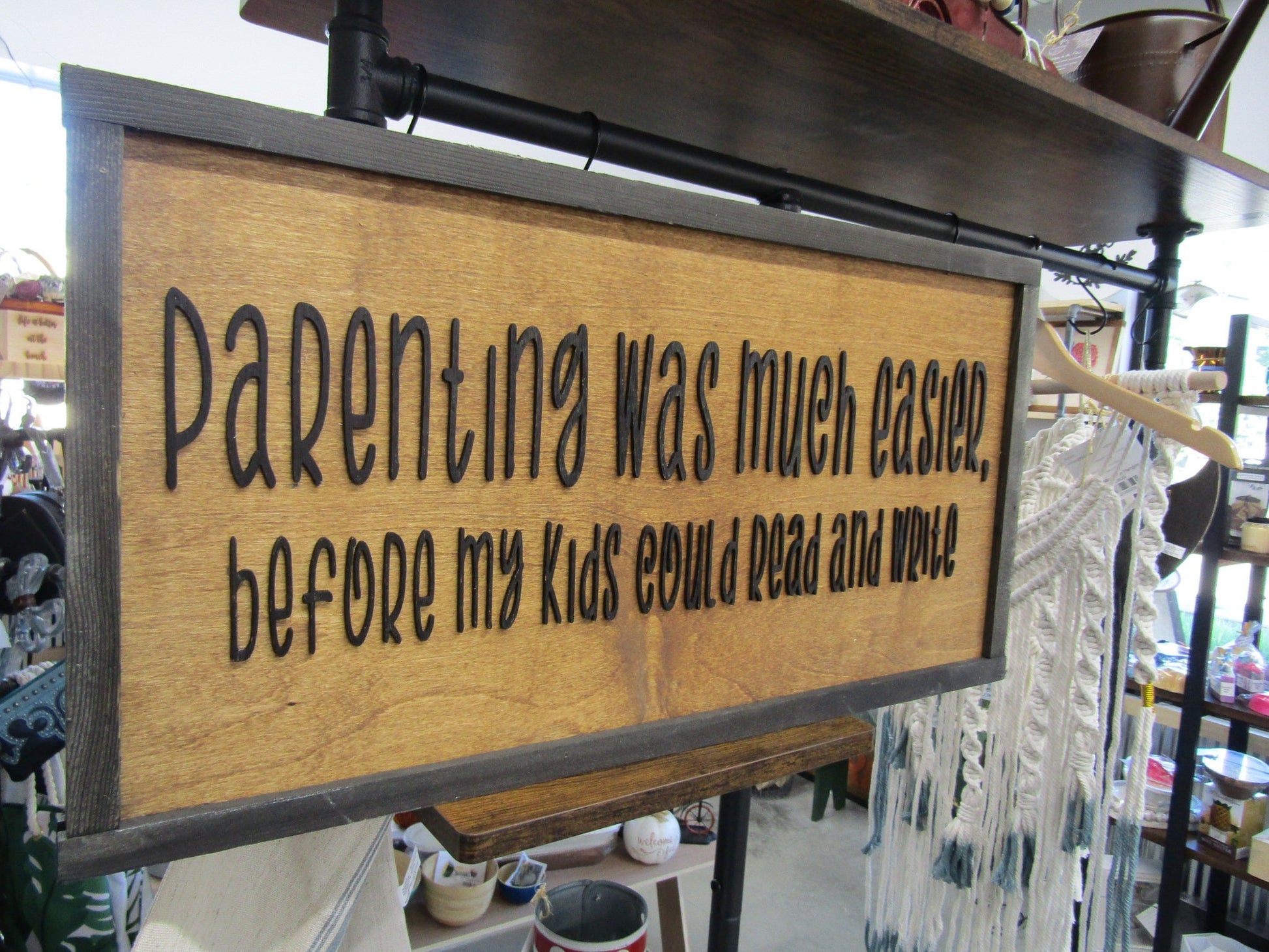Parenting Funny Easy Parenting Relatable Home Decor Wooden Handmade Sign 3D Kids Parenting was Easier Before Kids could Read Teenager