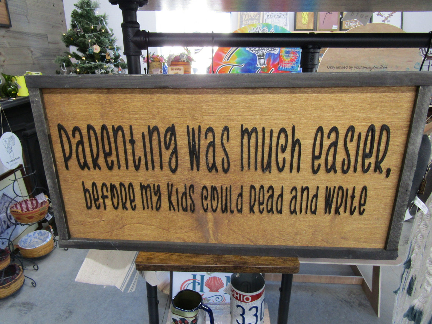 Parenting Funny Easy Parenting Relatable Home Decor Wooden Handmade Sign 3D Kids Parenting was Easier Before Kids could Read Teenager
