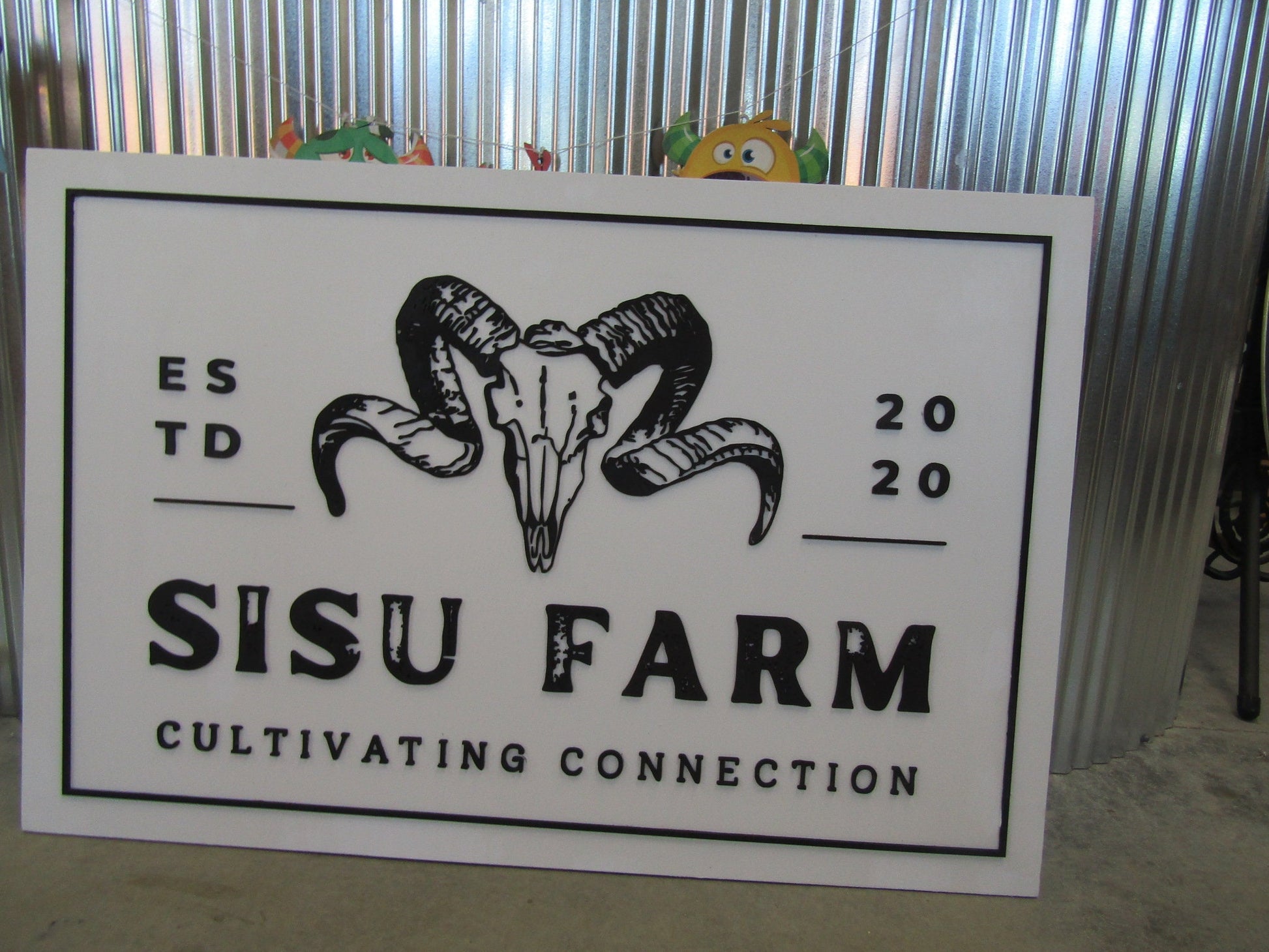 Custom Wooden Sign Ram Farm Sign Commerical Signage Your Logo Skull Western Handmade Business Sign 3D Livestock Rectangle Laser Cut Raised