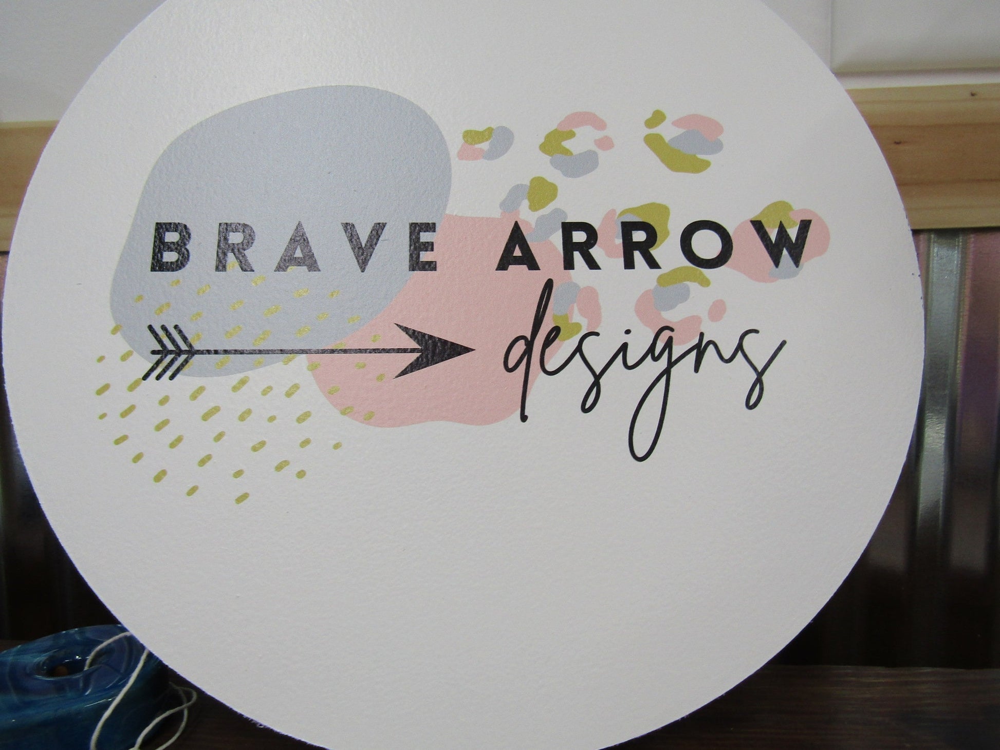 Custom Wooden Lightweight Sign Commerical Signage Pastel Your Logo File Image Design Arrows Cheetah Small Business Wall Door Hanger Print