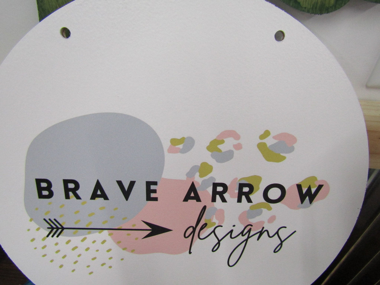 Custom Wooden Lightweight Sign Commerical Signage Pastel Your Logo File Image Design Arrows Cheetah Small Business Wall Door Hanger Print