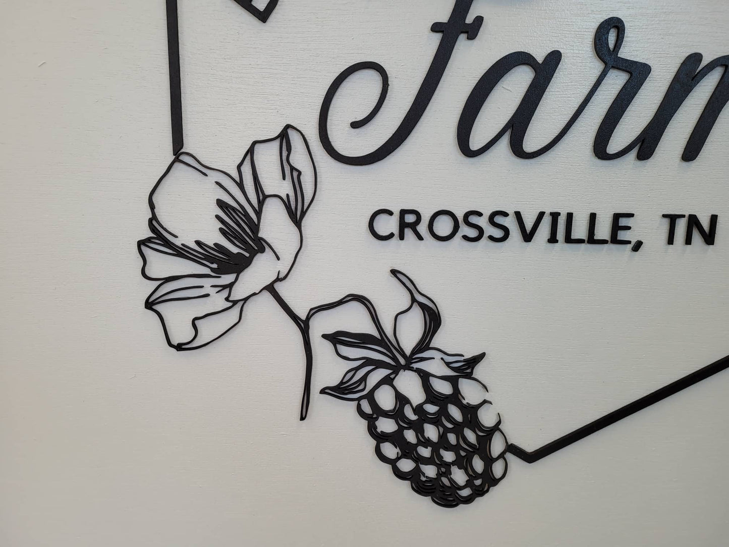 Large Custom Square Signage Farm Company Name Blackberry Logo Minimalist Oversized Rustic Business Logo Wood Laser 3D Personalized Sign