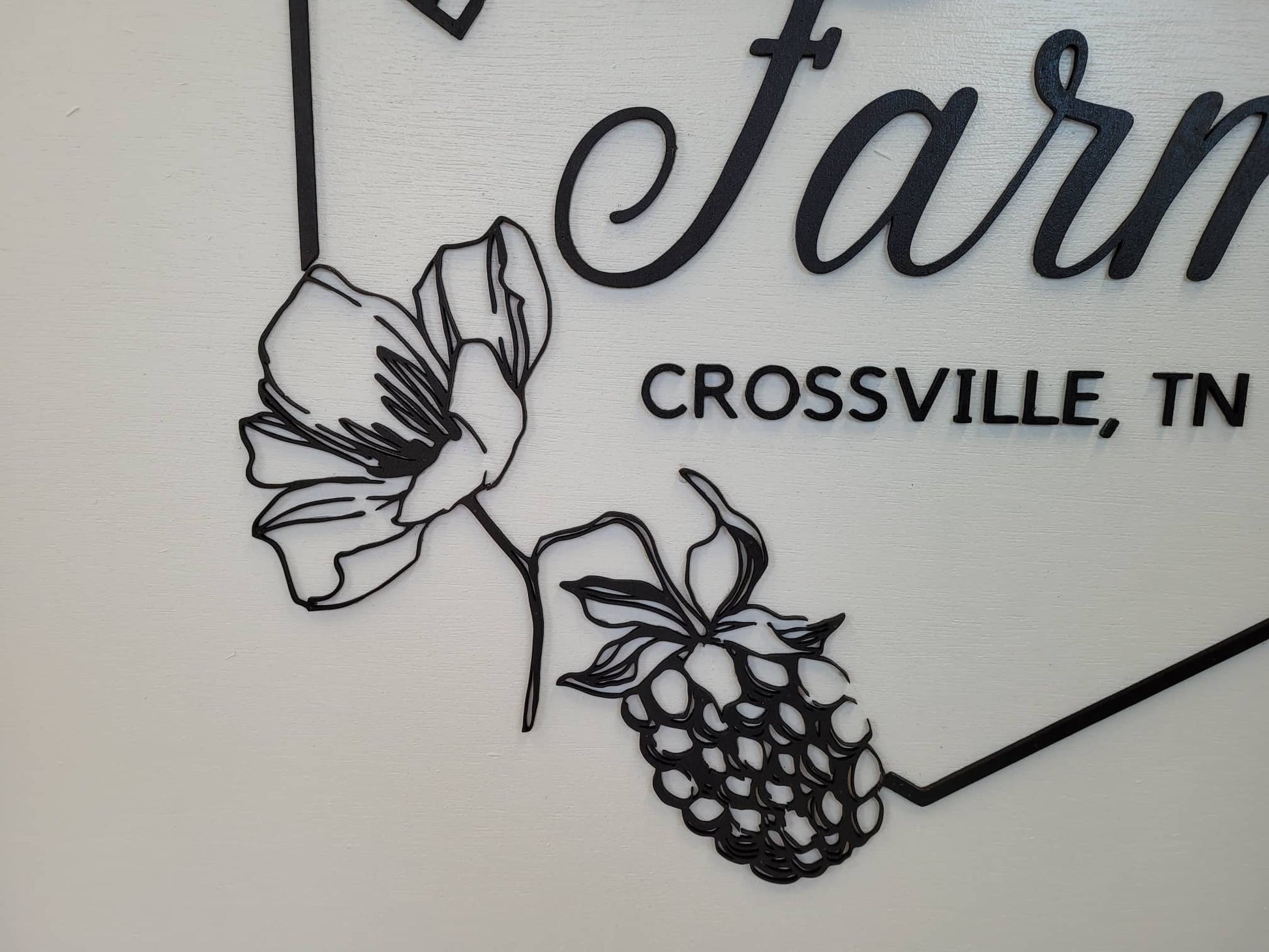 Large Custom Square Signage Farm Company Name Blackberry Logo Minimalist Oversized Rustic Business Logo Wood Laser 3D Personalized Sign