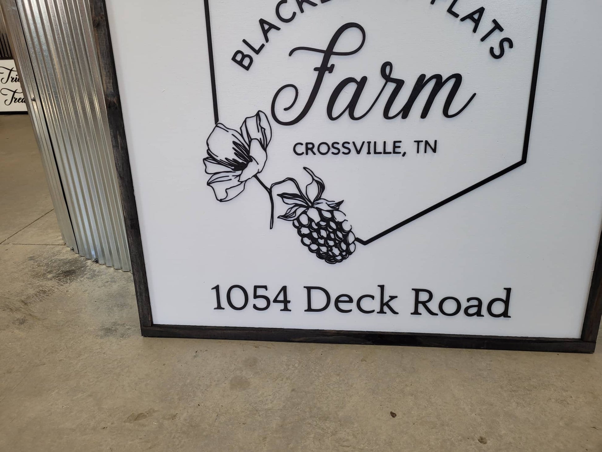 Large Custom Square Signage Farm Company Name Blackberry Logo Minimalist Oversized Rustic Business Logo Wood Laser 3D Personalized Sign