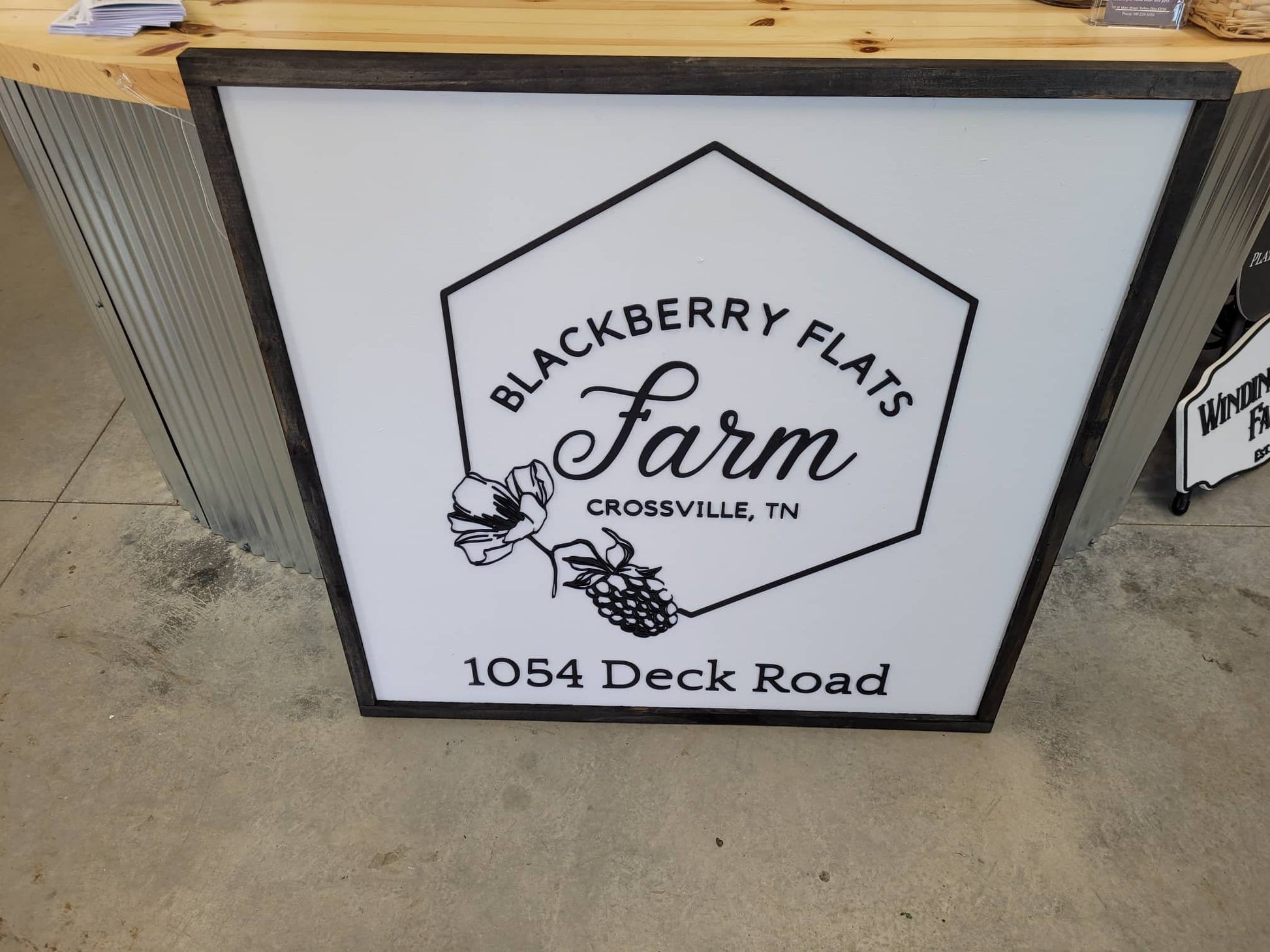 Large Custom Square Signage Farm Company Name Blackberry Logo Minimalist Oversized Rustic Business Logo Wood Laser 3D Personalized Sign