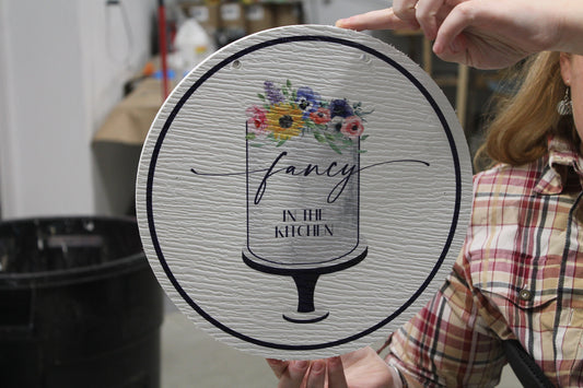 Fancy Cake Sign PVC Weatherproof Waterproof Print In Color Minimalist Sign Cake Pretty Floral Custom Logo Flat Surface Door Hanger Business