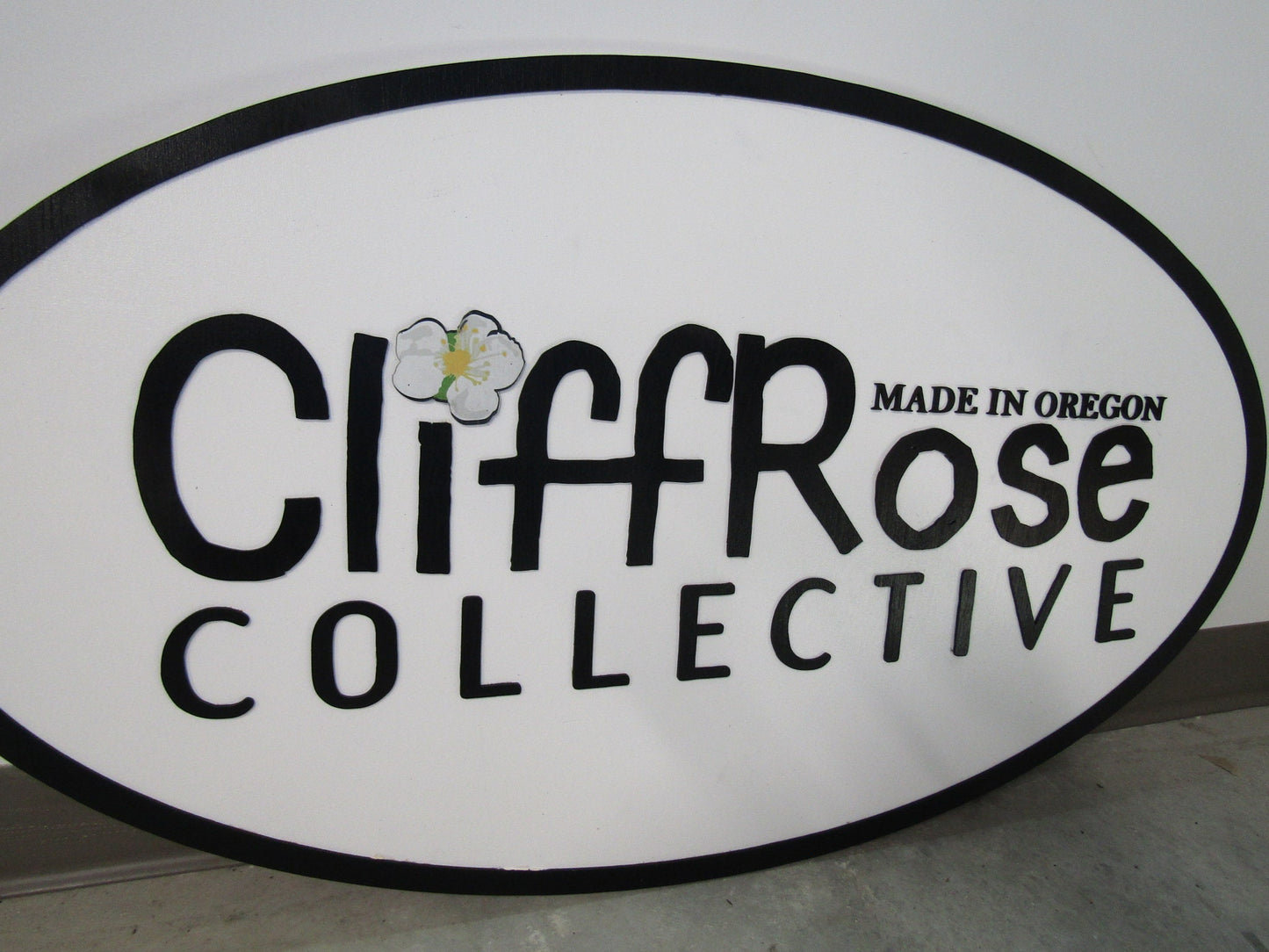 Business Sign Oval 3D Large Custom Collective Signage Indoor Outdoor Your Logo Rose Laser Cut Wooden Sign Commerical Signage Store Front