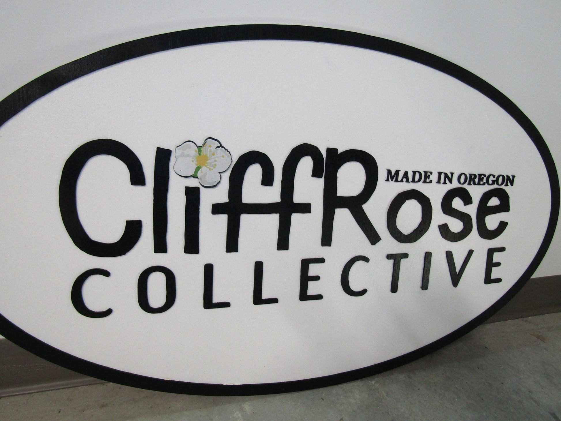 Business Sign Oval 3D Large Custom Collective Signage Indoor Outdoor Your Logo Rose Laser Cut Wooden Sign Commerical Signage Store Front