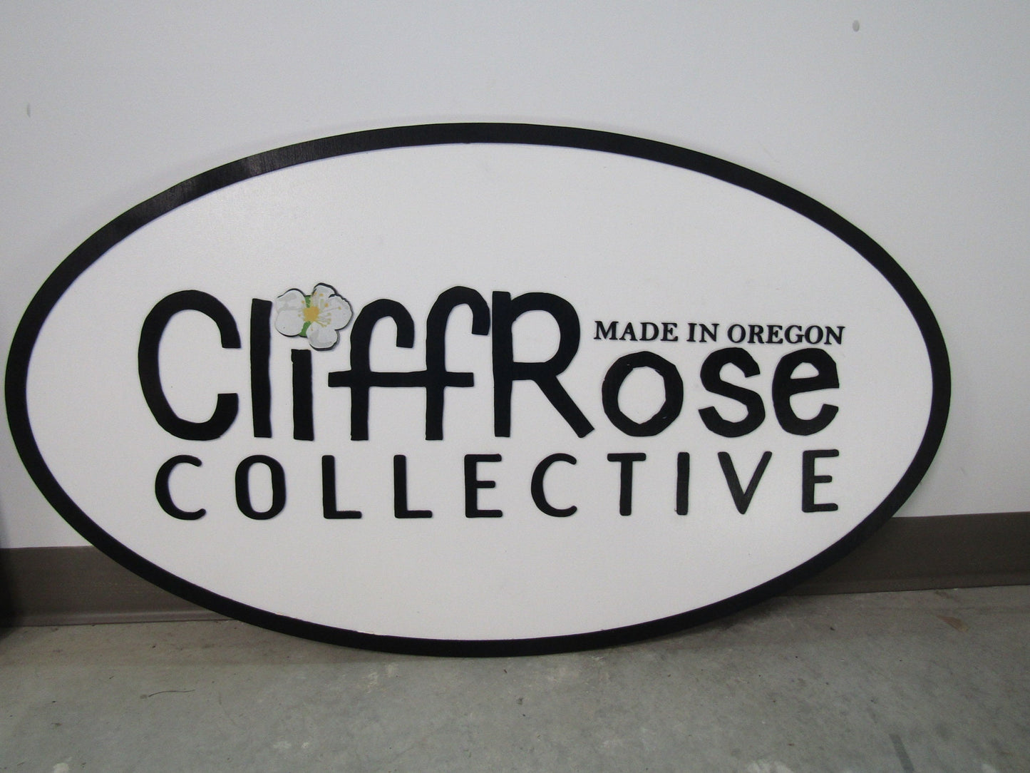 Business Sign Oval 3D Large Custom Collective Signage Indoor Outdoor Your Logo Rose Laser Cut Wooden Sign Commerical Signage Store Front