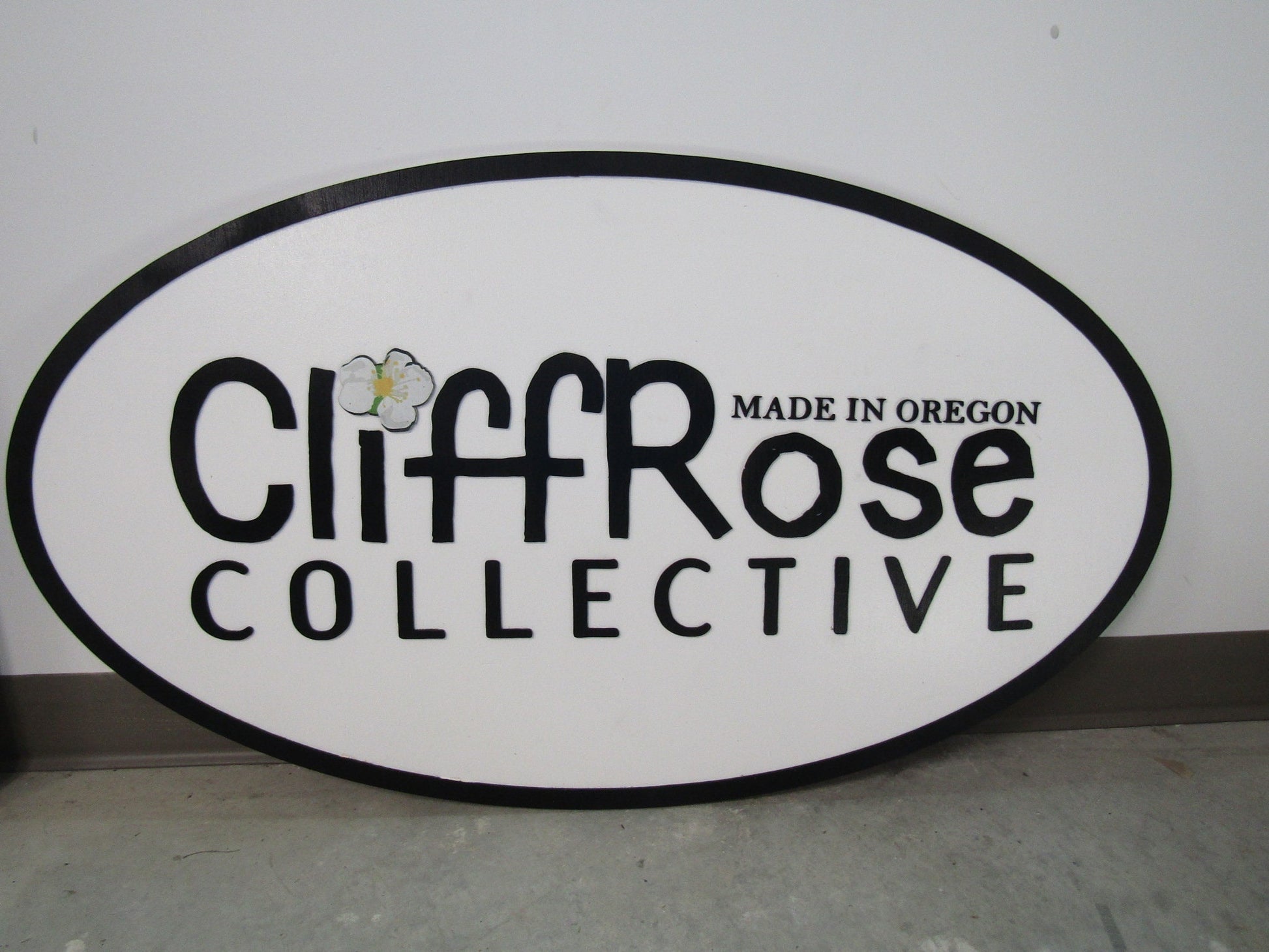 Business Sign Oval 3D Large Custom Collective Signage Indoor Outdoor Your Logo Rose Laser Cut Wooden Sign Commerical Signage Store Front