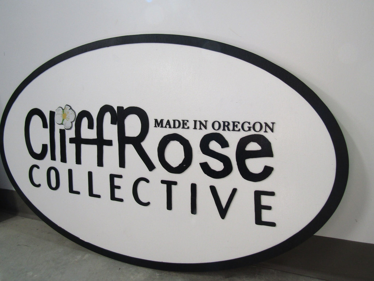 Business Sign Oval 3D Large Custom Collective Signage Indoor Outdoor Your Logo Rose Laser Cut Wooden Sign Commerical Signage Store Front