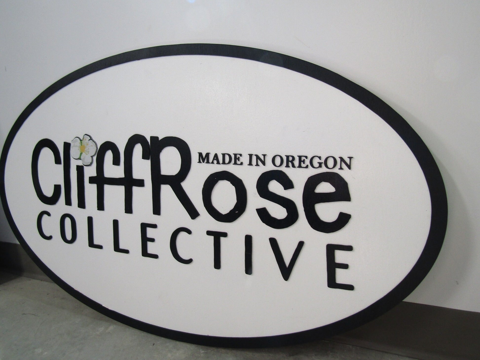 Business Sign Oval 3D Large Custom Collective Signage Indoor Outdoor Your Logo Rose Laser Cut Wooden Sign Commerical Signage Store Front