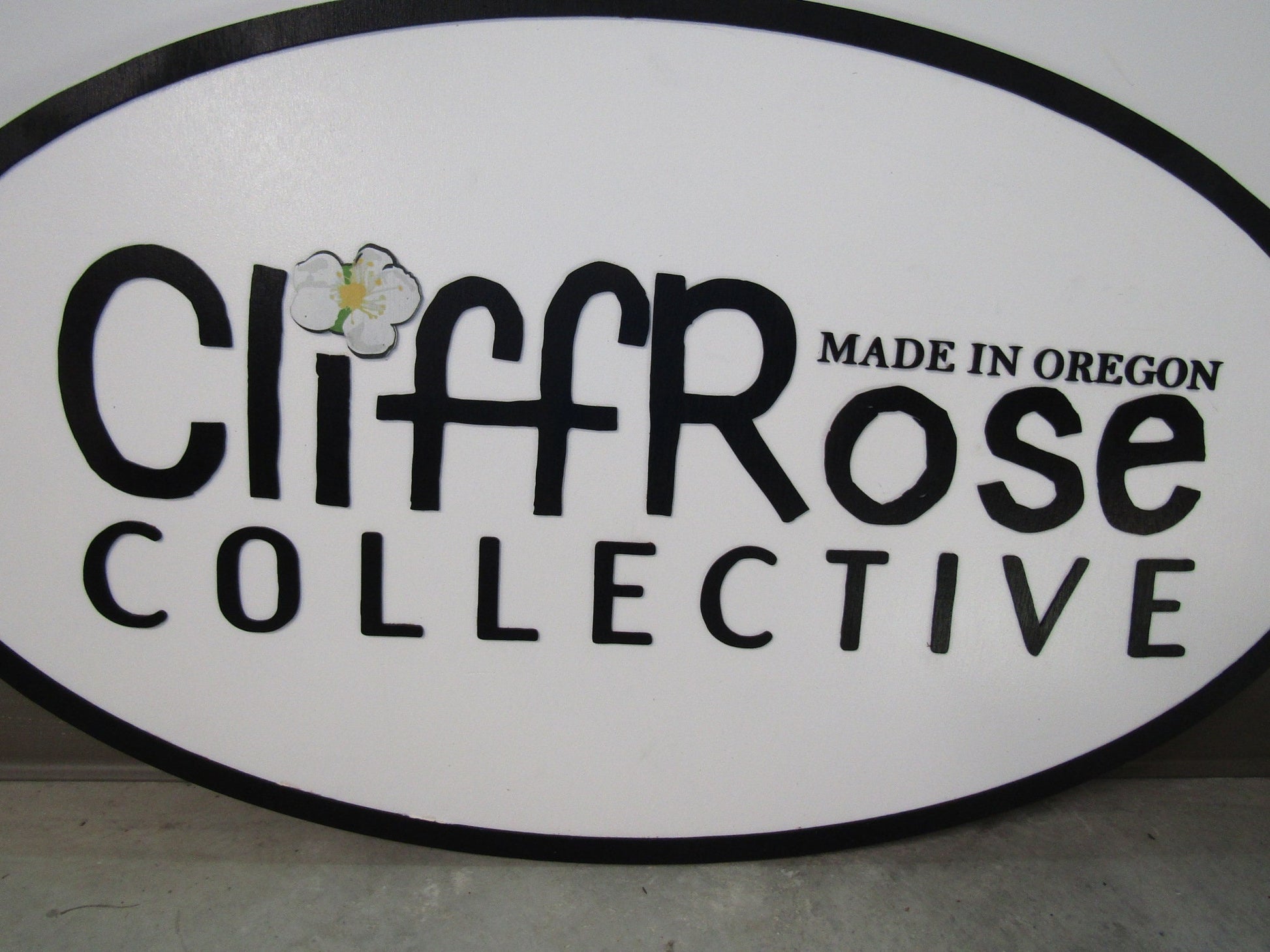 Business Sign Oval 3D Large Custom Collective Signage Indoor Outdoor Your Logo Rose Laser Cut Wooden Sign Commerical Signage Store Front