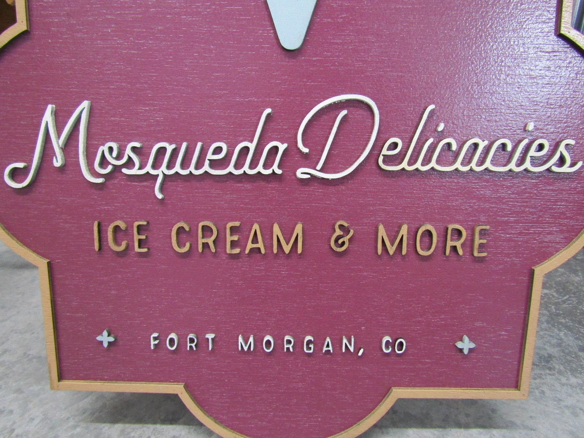 Custom Handmade Contoured Sign 3D Ice cream Shop Indoor Outdoor Food Service 3D Raised Lettering Design Your logo Business Name Here Wood