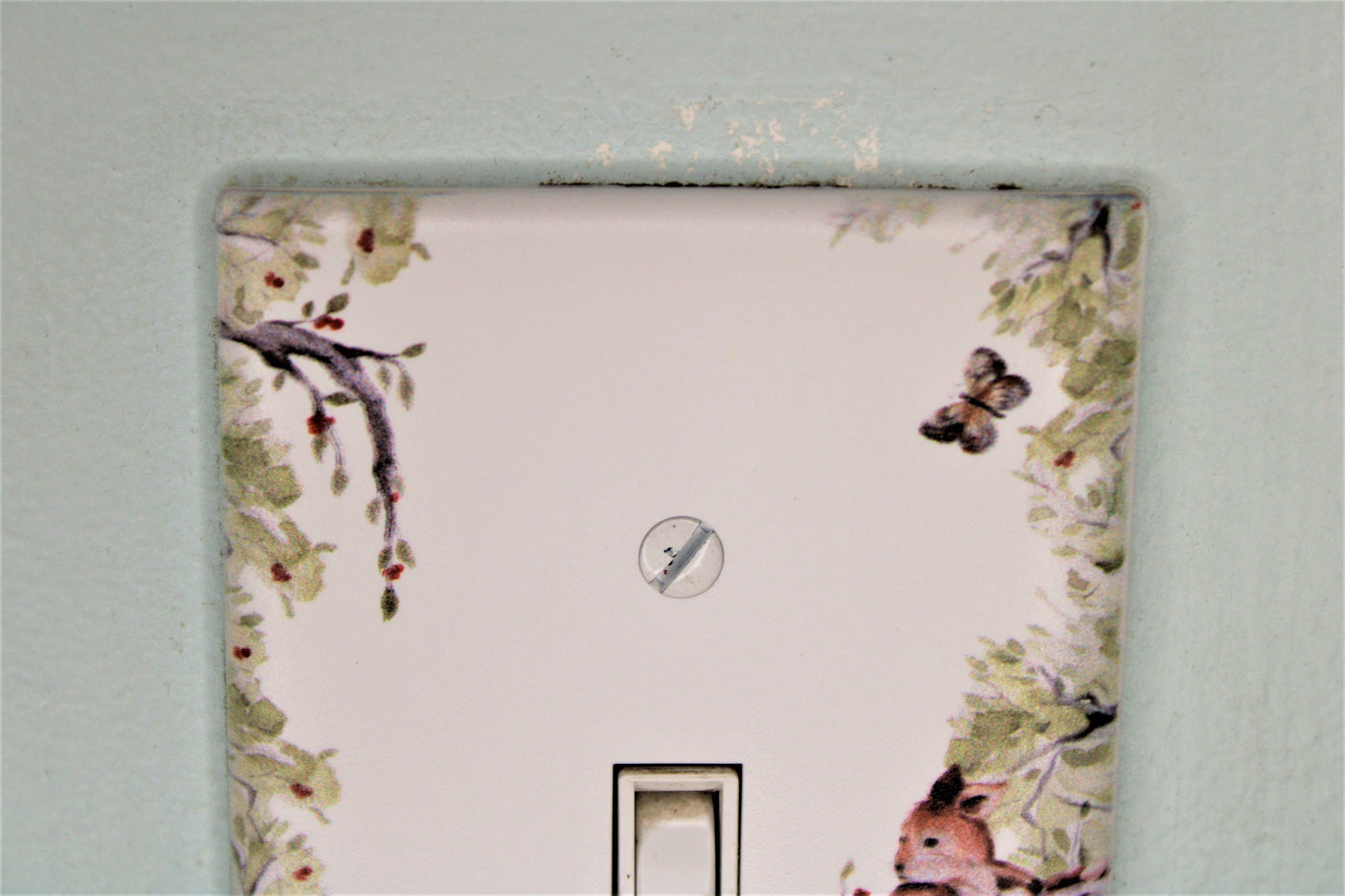 squirrel playing in tree custom printed painted Light switch cover plate for nursery