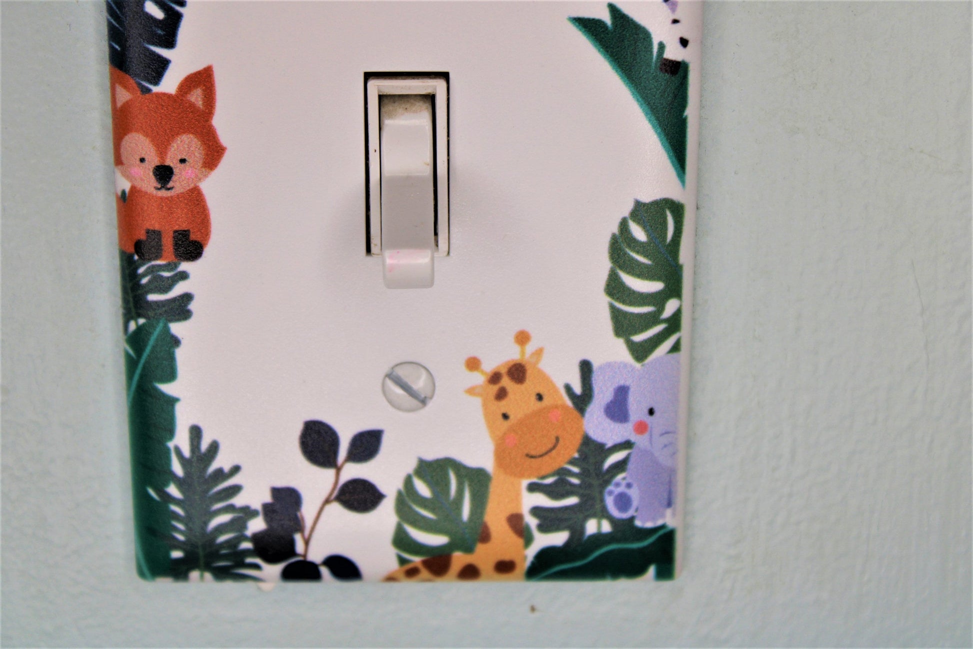 jungle cute fox zebra elephant giraffe baby durable custom printed painted light switch cover plate in color living room unique nursery
