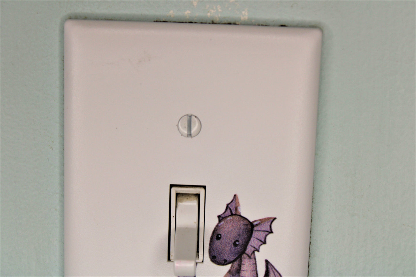 purple dragon cartoon prince princess room decor unique custom printed in color light switch plate cover durable fairy tale theme