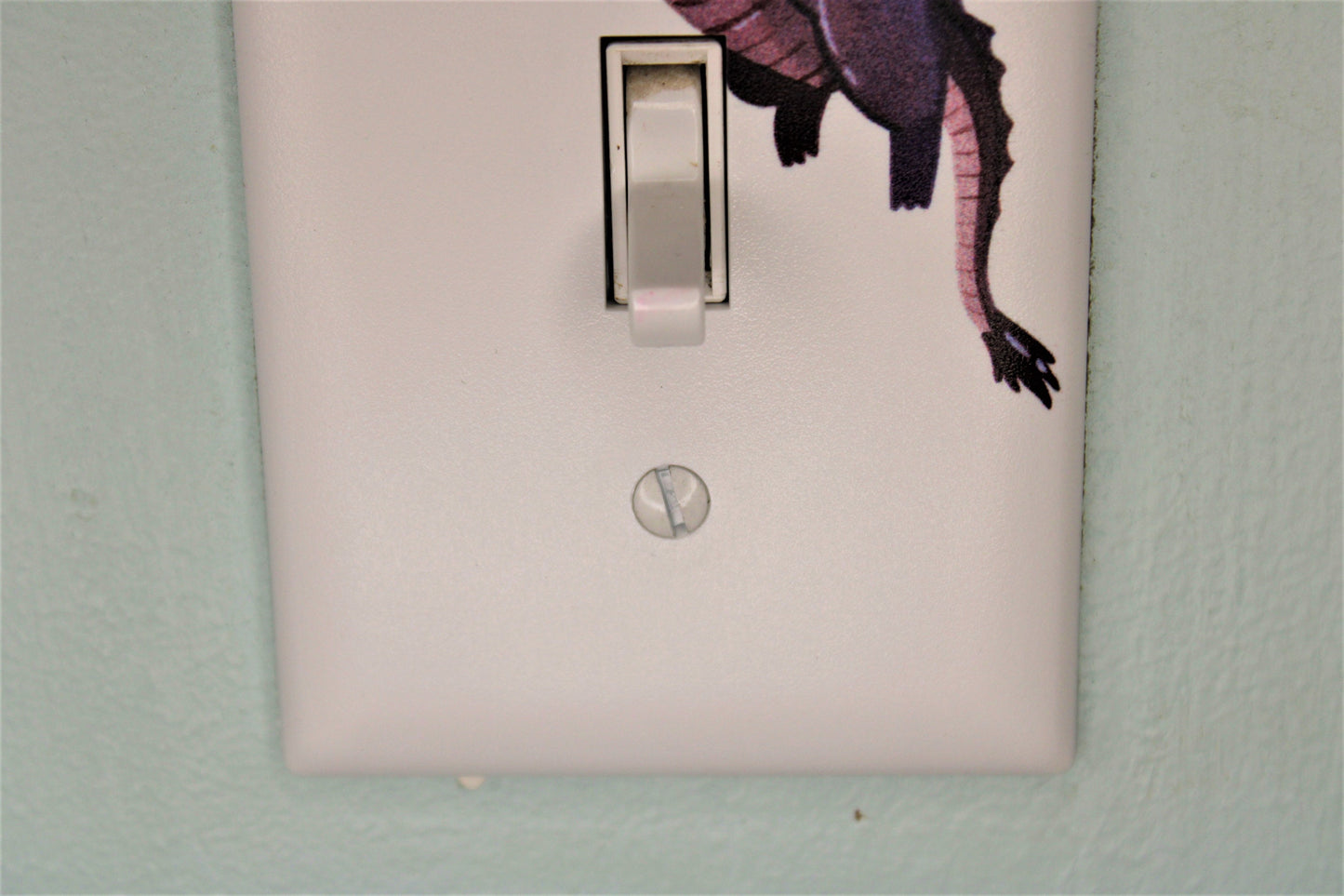 flying cute purple dragon cartoon prince princess room decor unique custom printed in color light switch plate cover durable fairytale theme