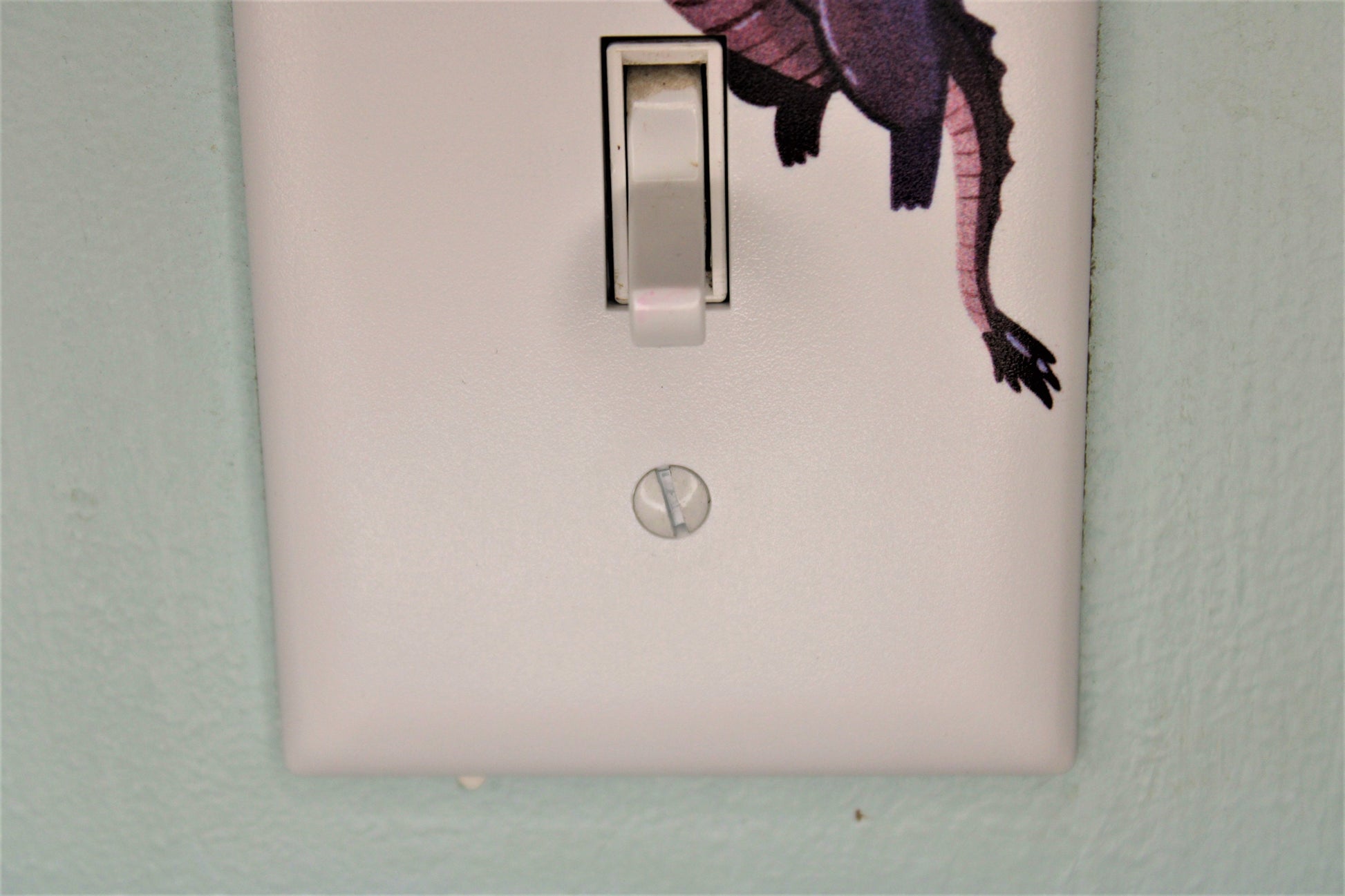 flying cute purple dragon cartoon prince princess room decor unique custom printed in color light switch plate cover durable fairytale theme