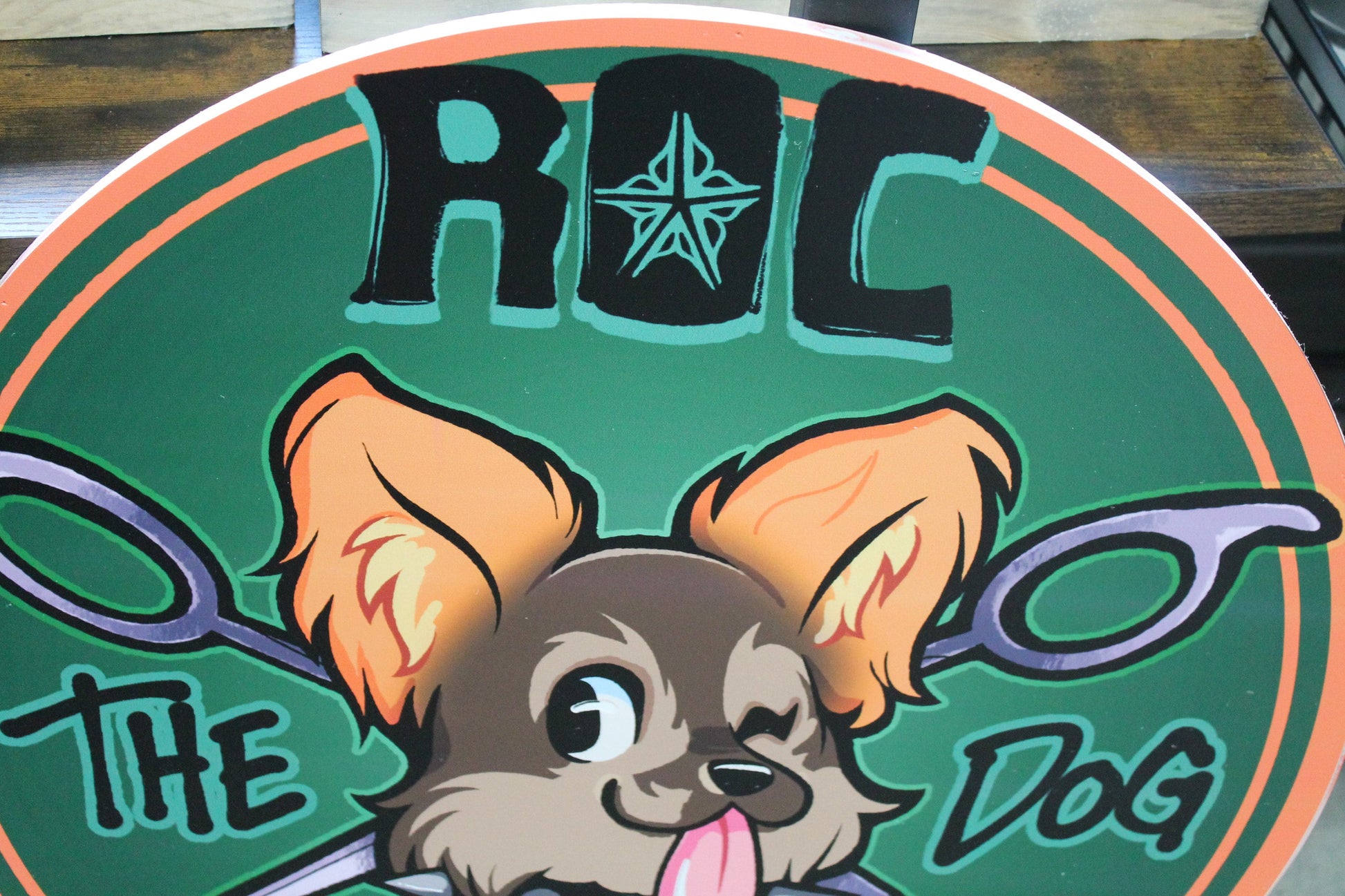 Dog Spa Business Sign Custom Printed Your Logo Puppy Paw Groomer Winking Cartoon Full Color Light Weight Door Hanger Store Front Signage