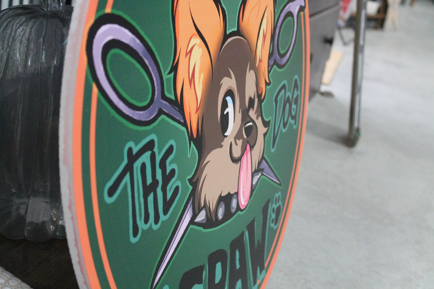 Dog Spa Business Sign Custom Printed Your Logo Puppy Paw Groomer Winking Cartoon Full Color Light Weight Door Hanger Store Front Signage