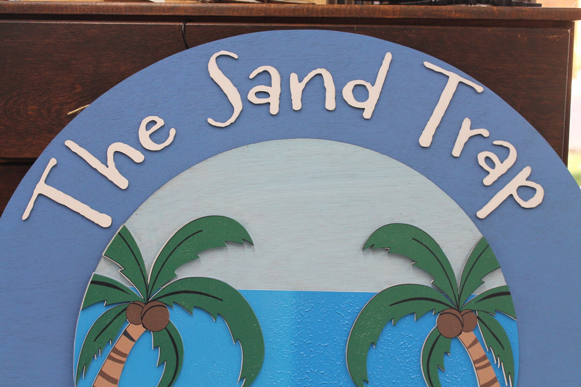 Address Sign Beach House Sand Trap Palm Trees Ocean BNB Rental Property Sign Vacation House 3D Printed Color Sign Wooden Sign Handmade