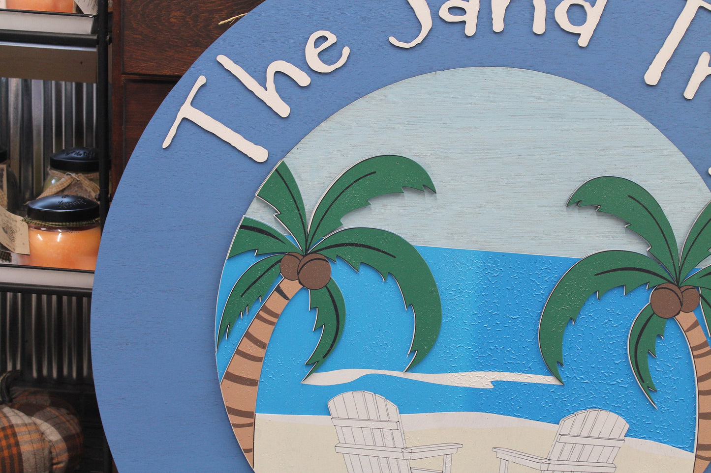 Address Sign Beach House Sand Trap Palm Trees Ocean BNB Rental Property Sign Vacation House 3D Printed Color Sign Wooden Sign Handmade