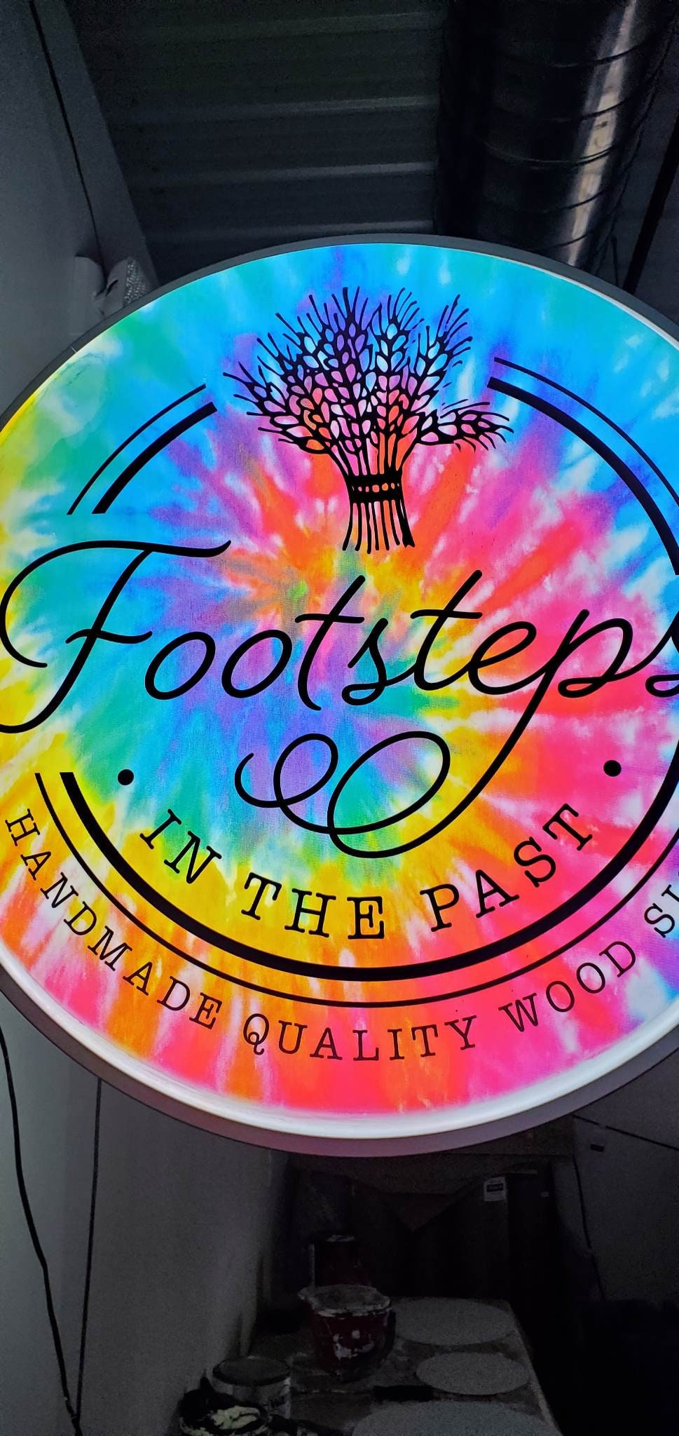 Custom Light lit led store front entrance Outdoor Round Blade Sign Wall or Ceiling Mounted Circle for your business display your logo