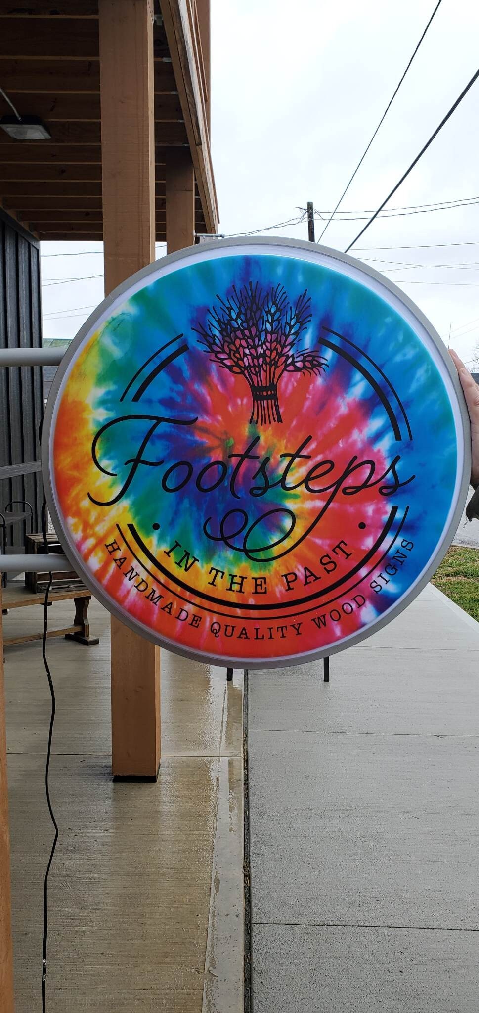 Custom Light lit led store front entrance Outdoor Round Blade Sign Wall or Ceiling Mounted Circle for your business display your logo