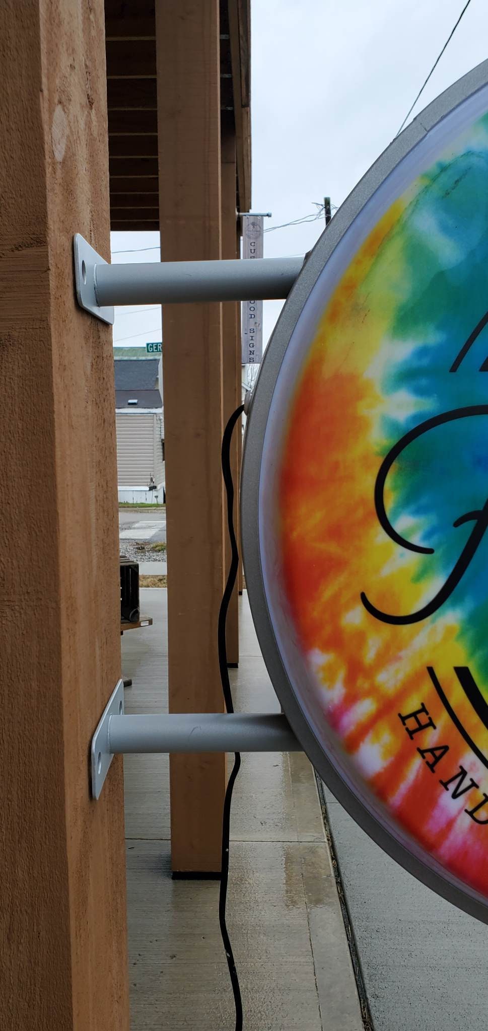 Custom Light lit led store front entrance Outdoor Round Blade Sign Wall or Ceiling Mounted Circle for your business display your logo