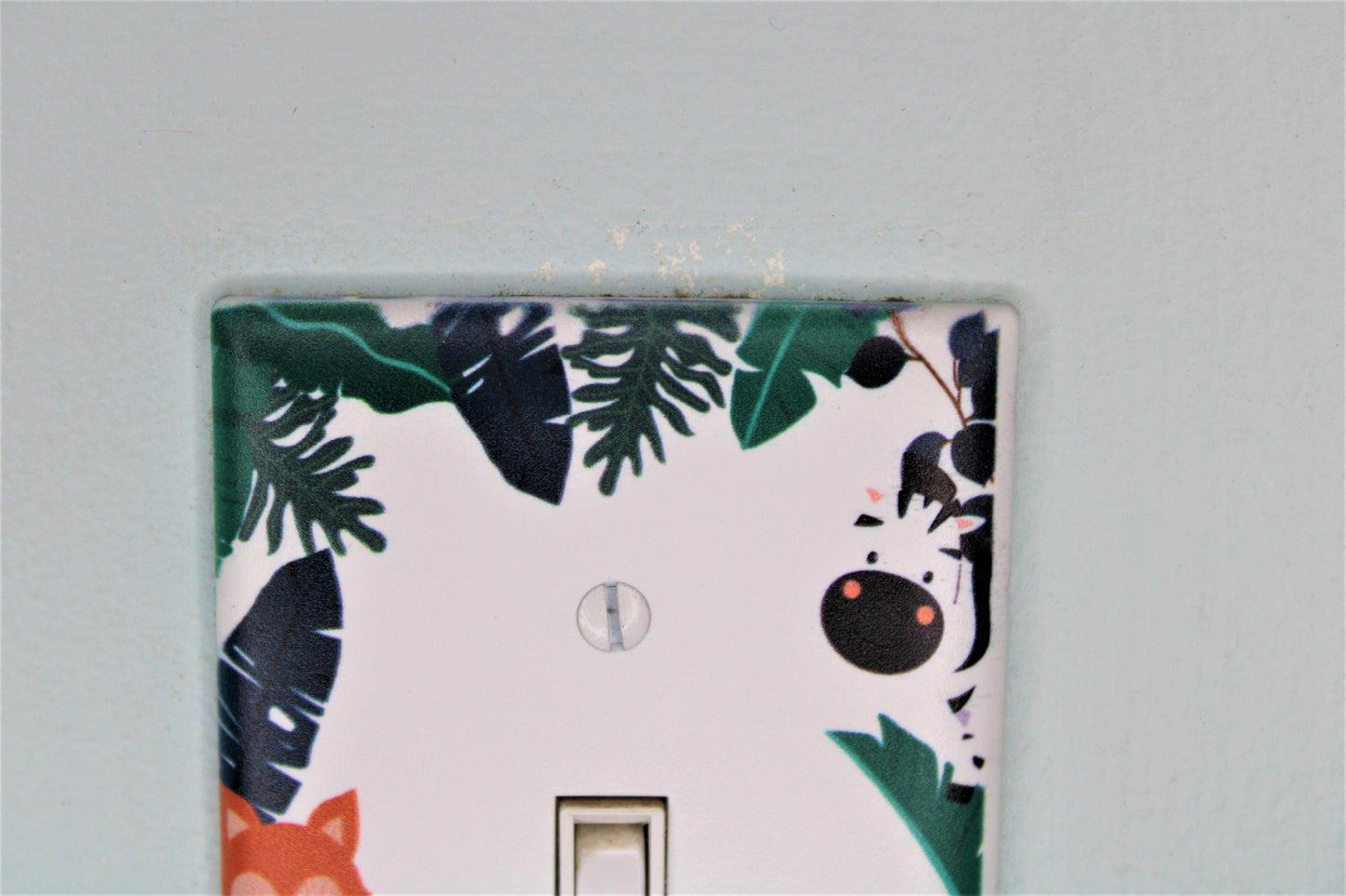 jungle cute fox zebra elephant giraffe baby durable custom printed painted light switch cover plate in color living room unique nursery