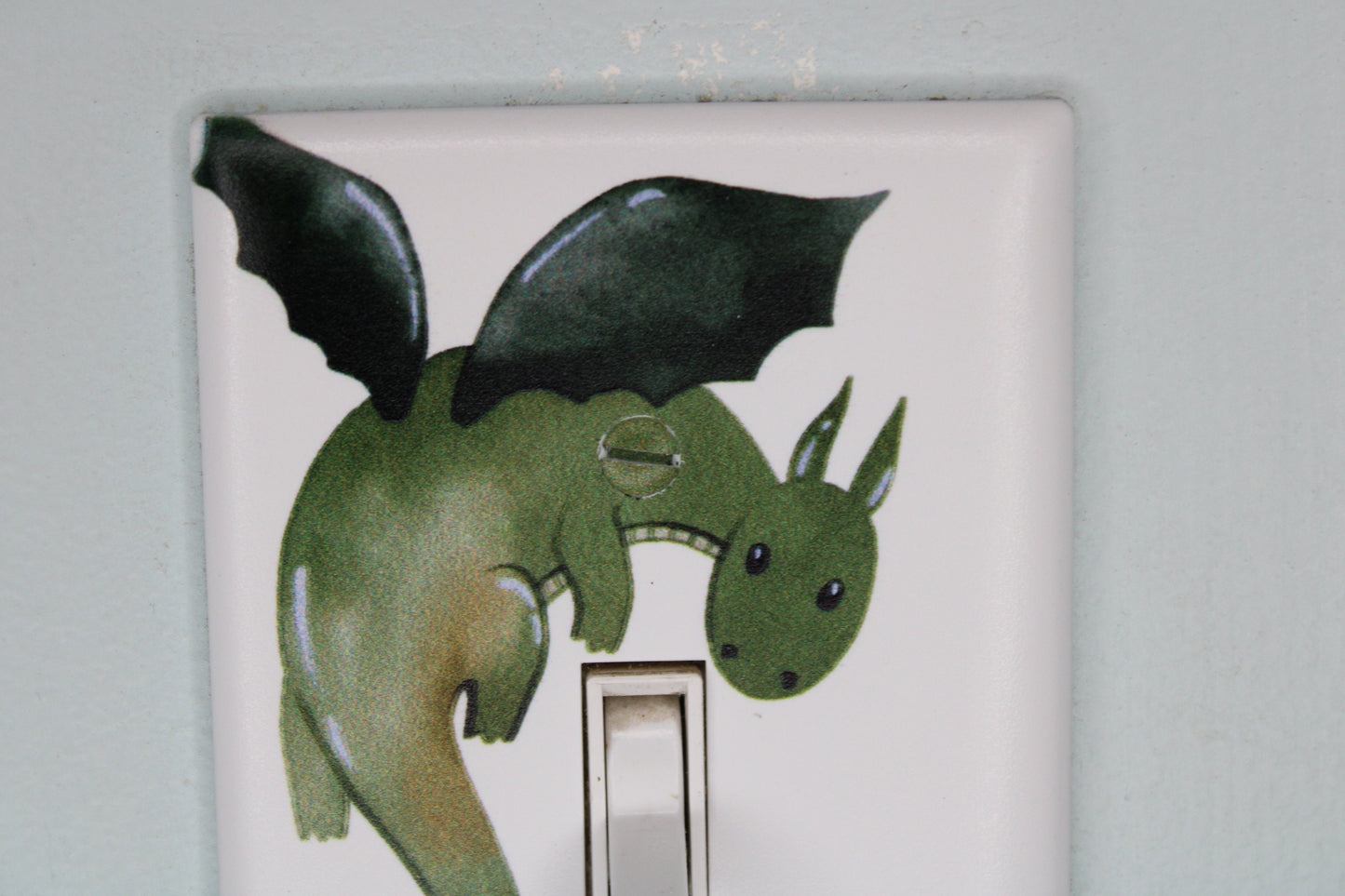 flying green dragon fairy tale princess prince nursery light switch cover plate printed in color cartoon unique decor