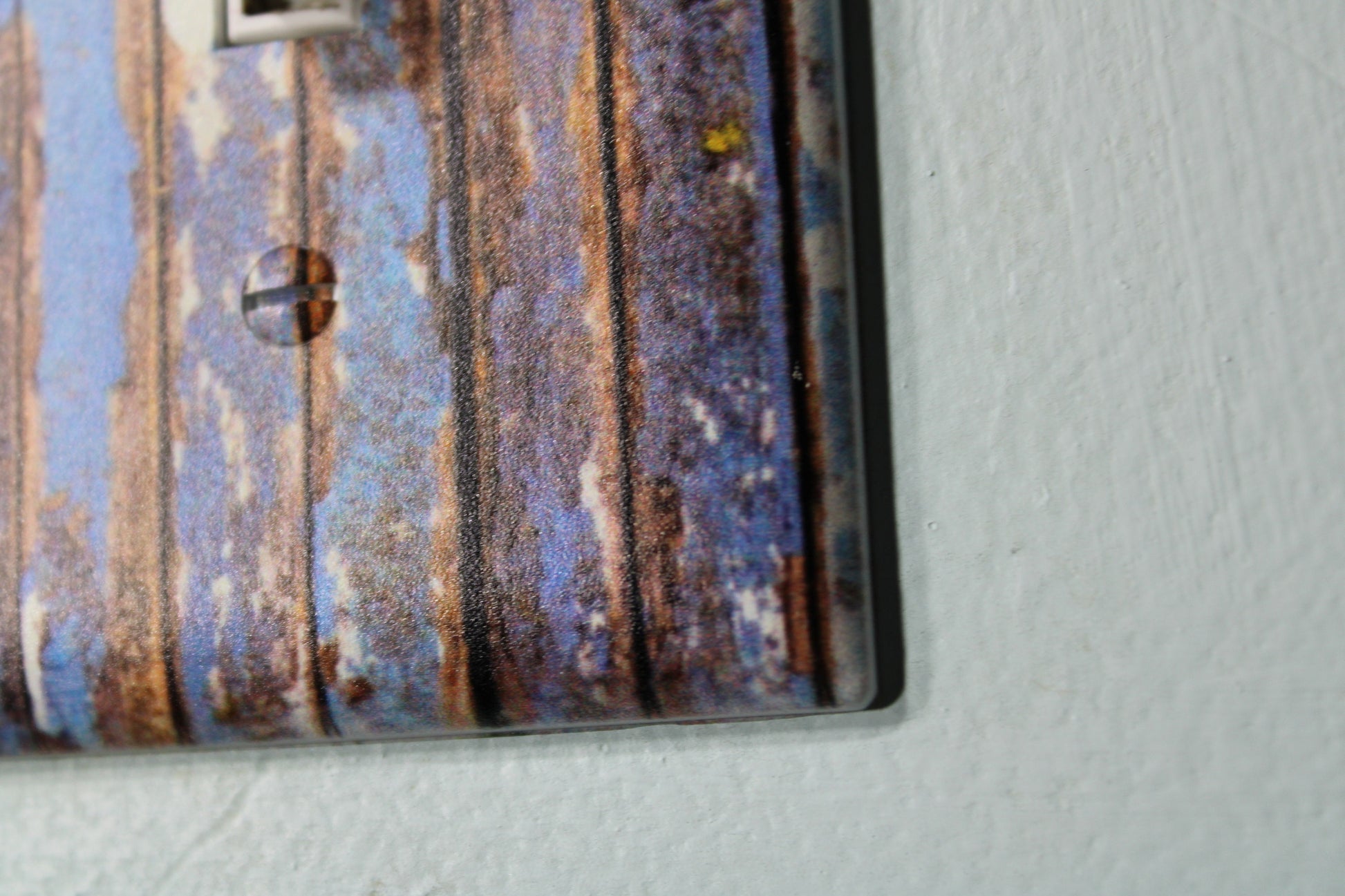 Rustic Blue wood with warn painted paint chips light switch cover plate farmhouse decor
