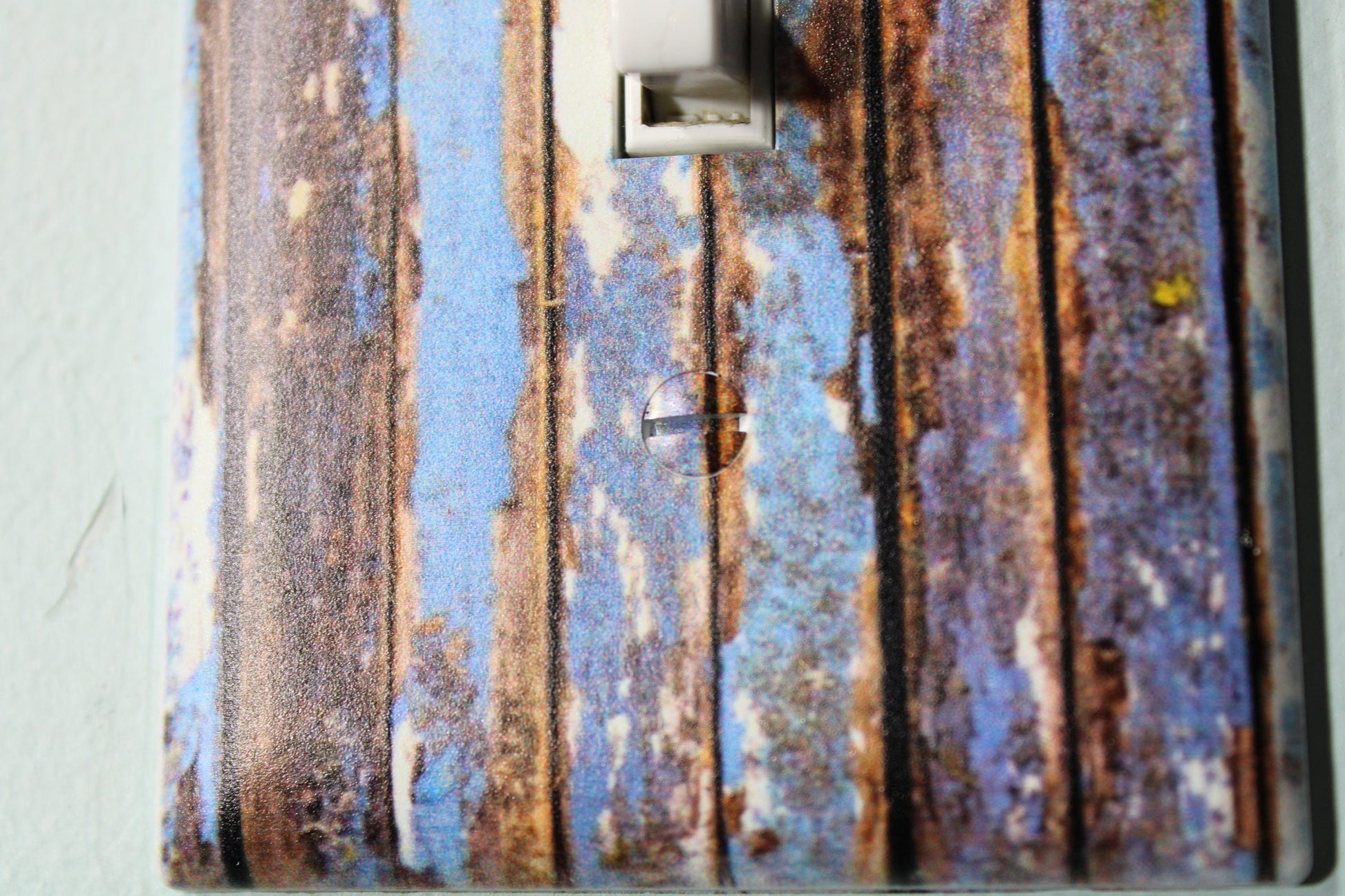 Rustic Blue wood with warn painted paint chips light switch cover plate farmhouse decor
