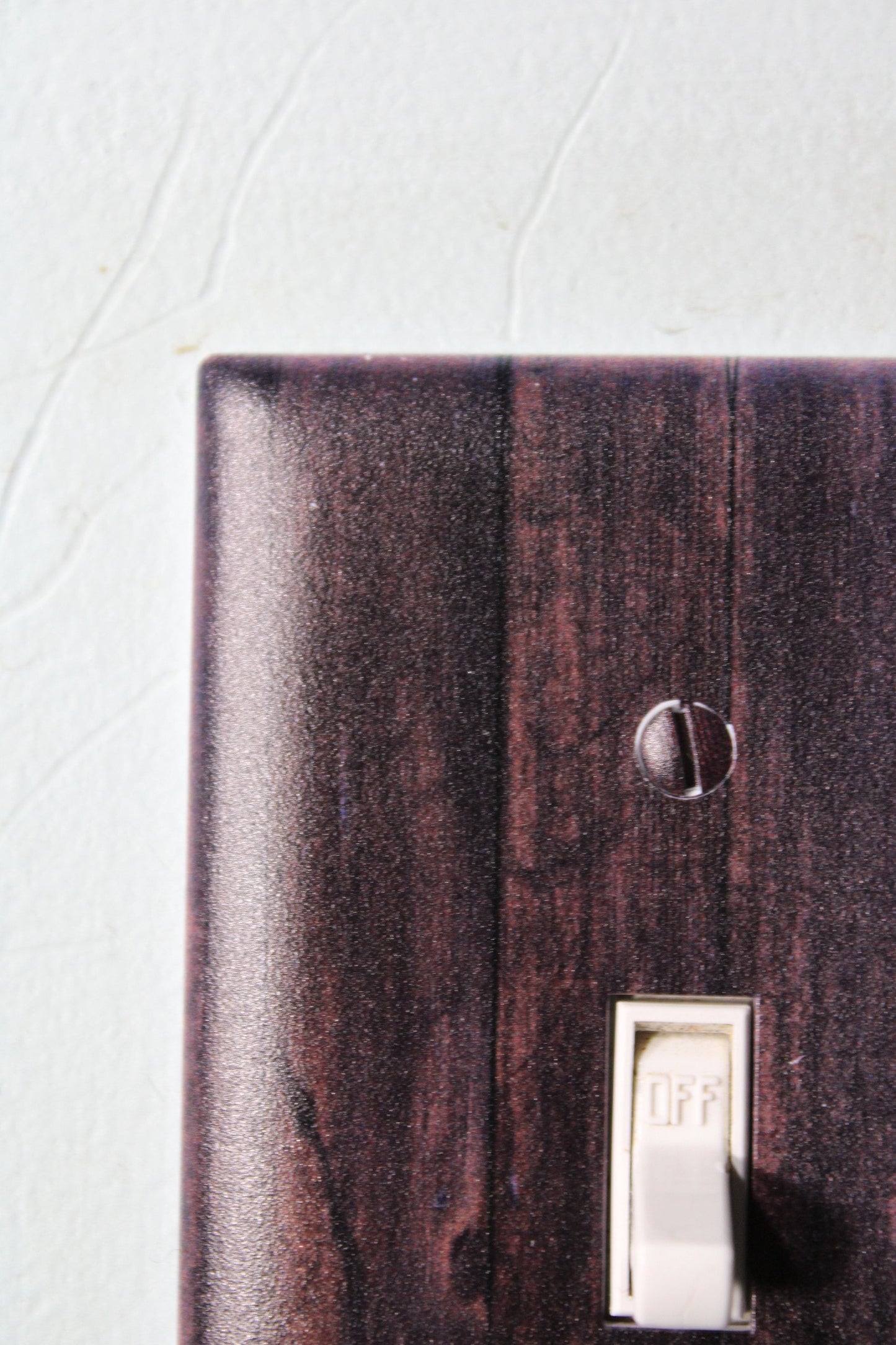 Rustic dark walnut wood color printed painted faux light switch wall cover plate