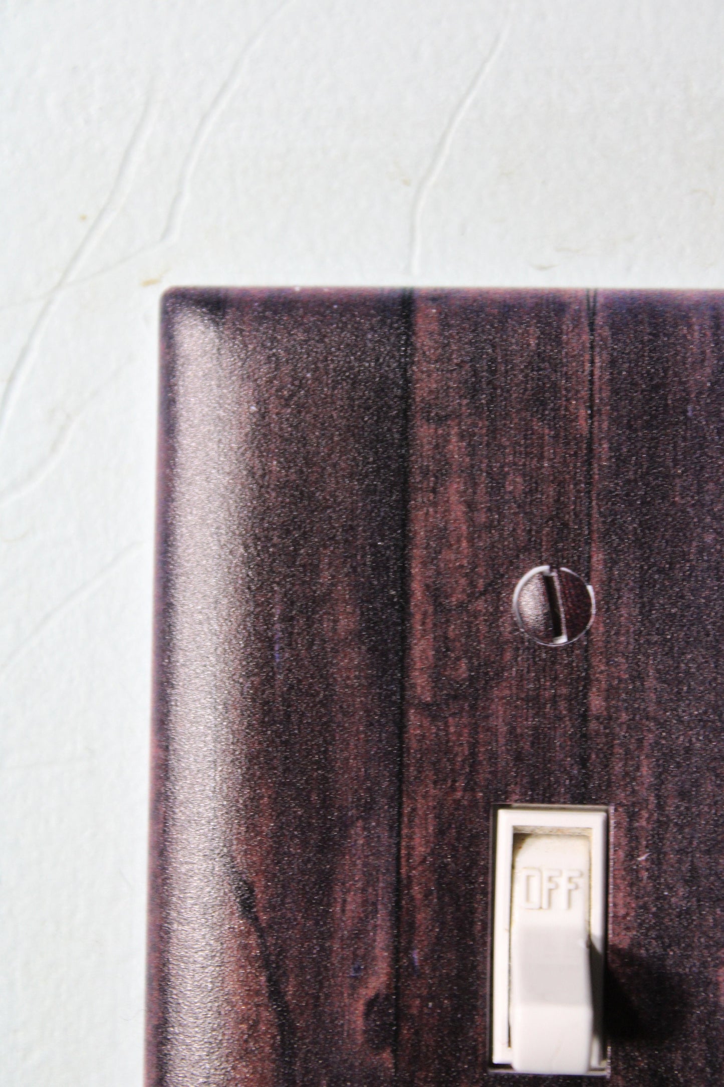 Rustic dark walnut wood color printed painted faux light switch wall cover plate