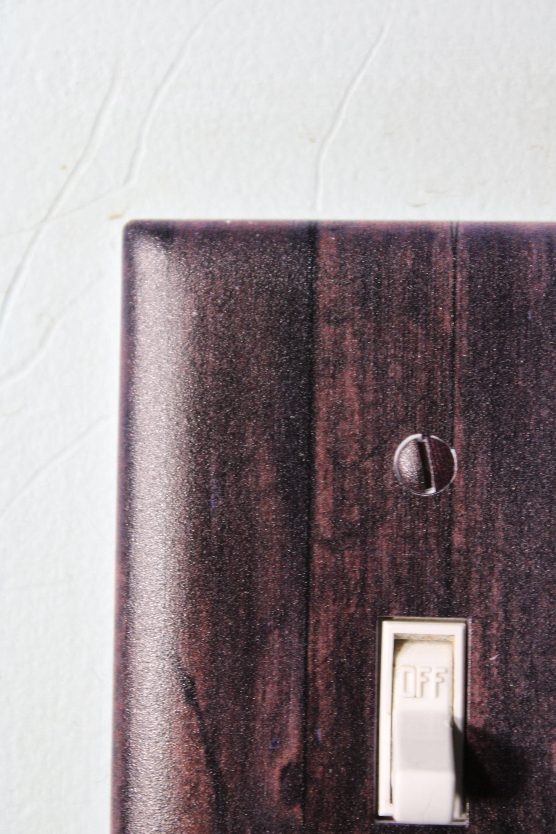 Rustic dark walnut wood color printed painted faux light switch wall cover plate