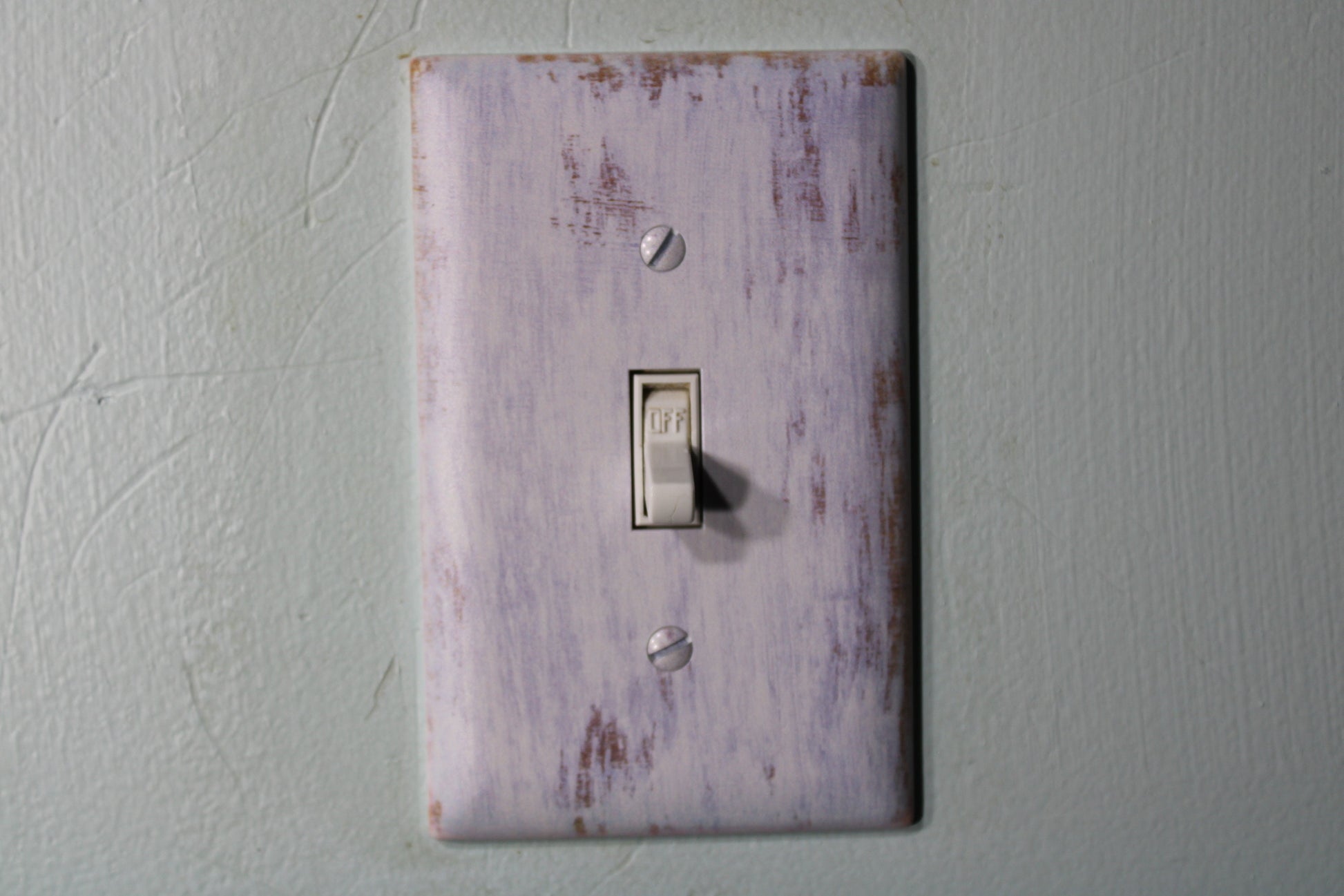 Rustic whitewashed wood with warn painted paint chips light switch cover plate farmhouse decor