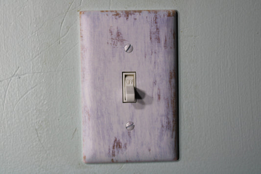 Rustic whitewashed wood with warn painted paint chips light switch cover plate farmhouse decor