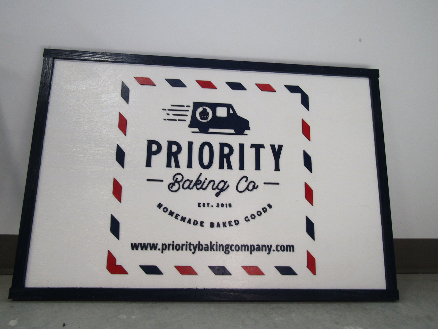 Custom Bakery Business Sign Stamp Priority Delivery Rectangle 3D Large Custom Indoor Outdoor Small Business Logo Laser Cut Wood Sign