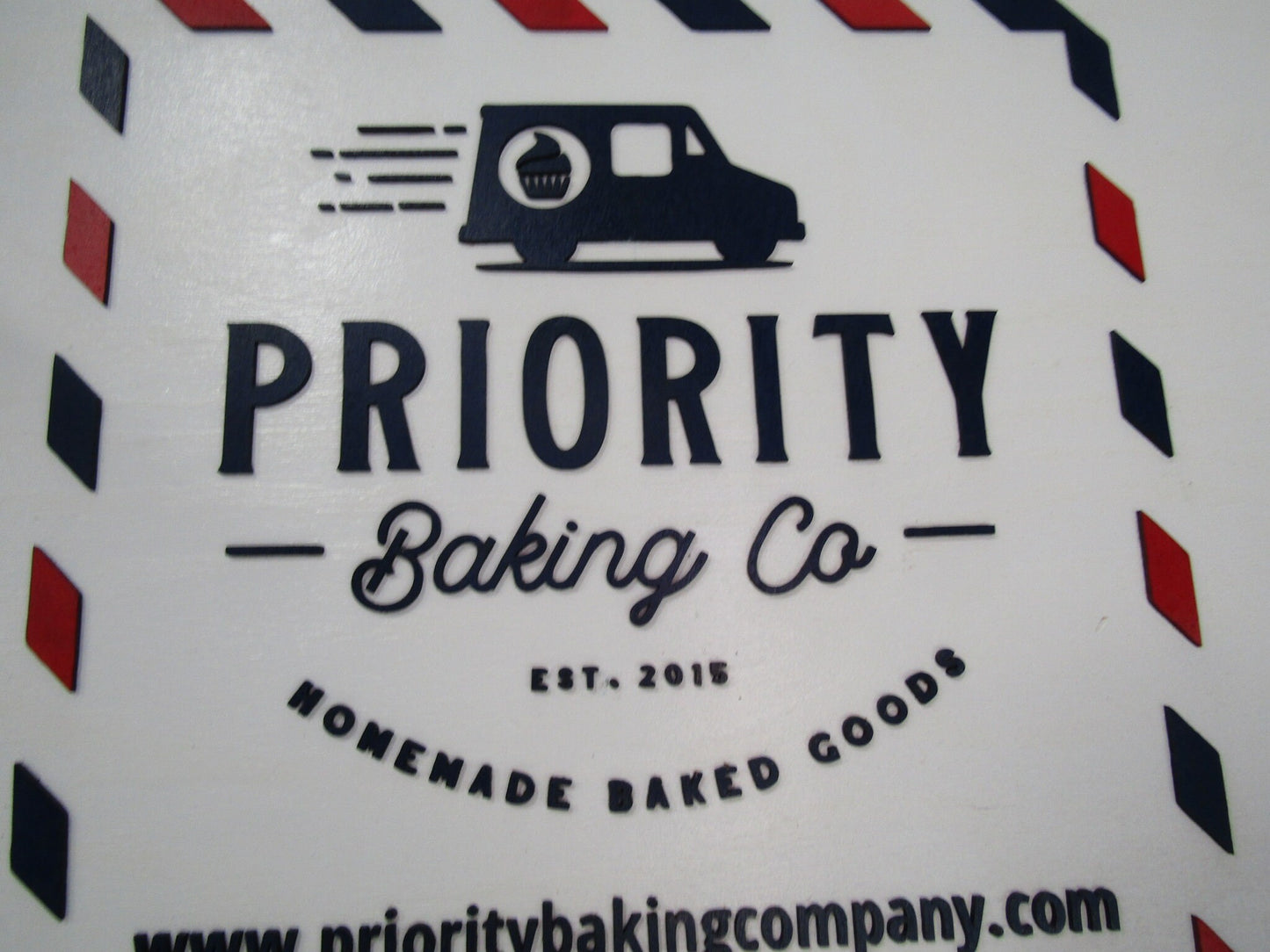 Custom Bakery Business Sign Stamp Priority Delivery Rectangle 3D Large Custom Indoor Outdoor Small Business Logo Laser Cut Wood Sign