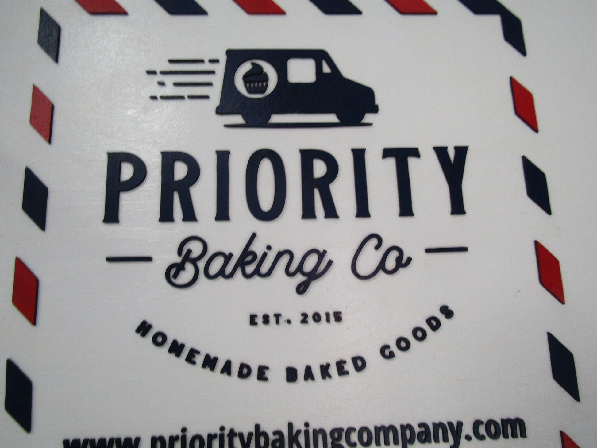 Custom Bakery Business Sign Stamp Priority Delivery Rectangle 3D Large Custom Indoor Outdoor Small Business Logo Laser Cut Wood Sign