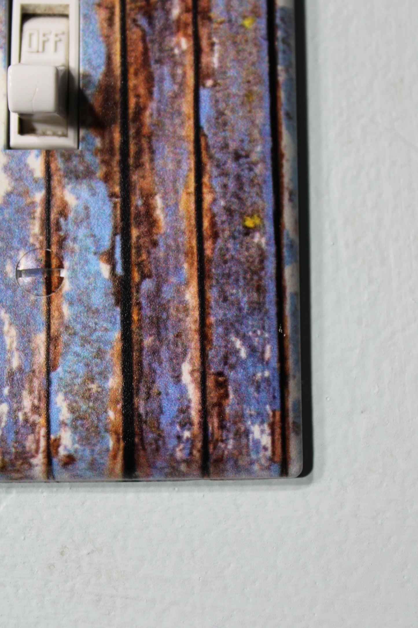 Rustic Blue wood with warn painted paint chips light switch cover plate farmhouse decor
