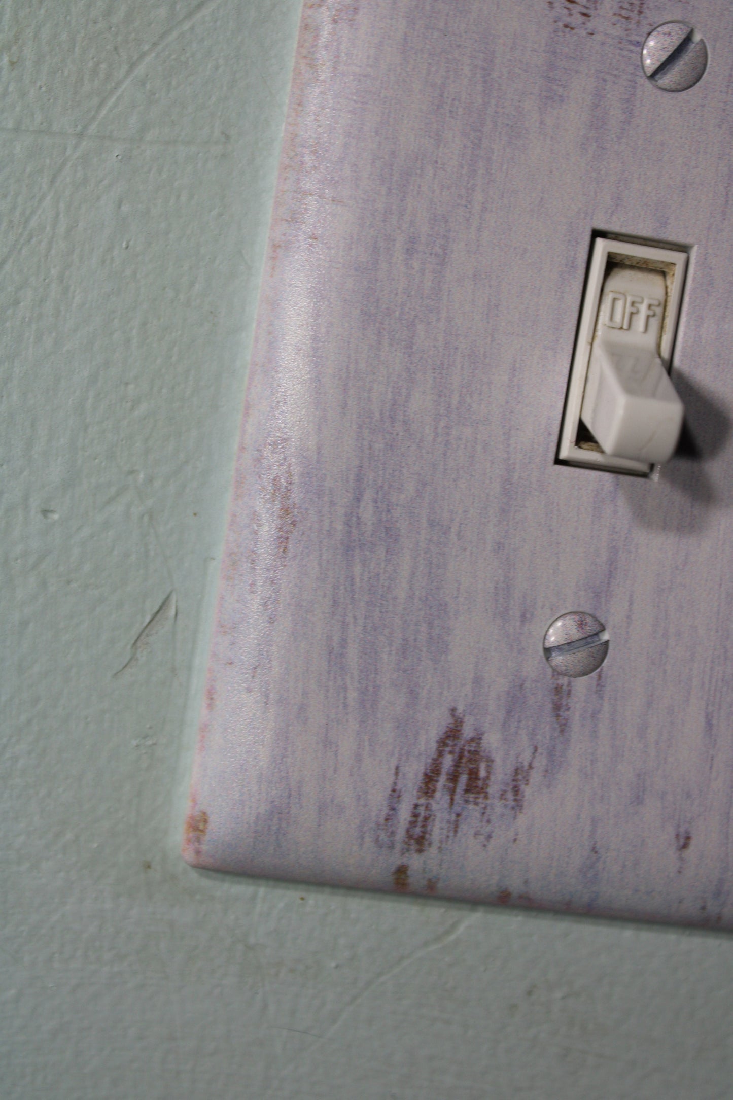 Rustic whitewashed wood with warn painted paint chips light switch cover plate farmhouse decor