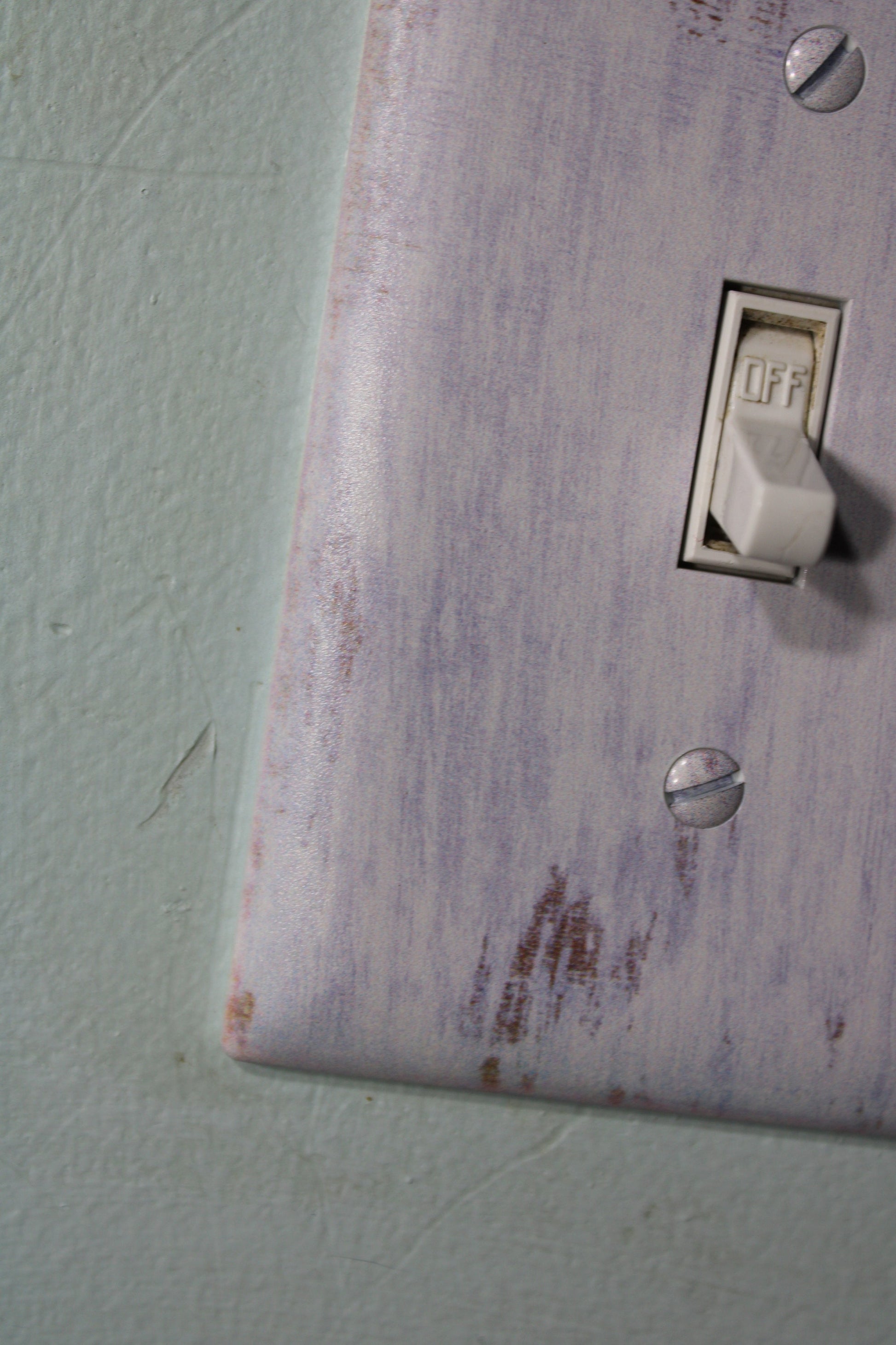 Rustic whitewashed wood with warn painted paint chips light switch cover plate farmhouse decor