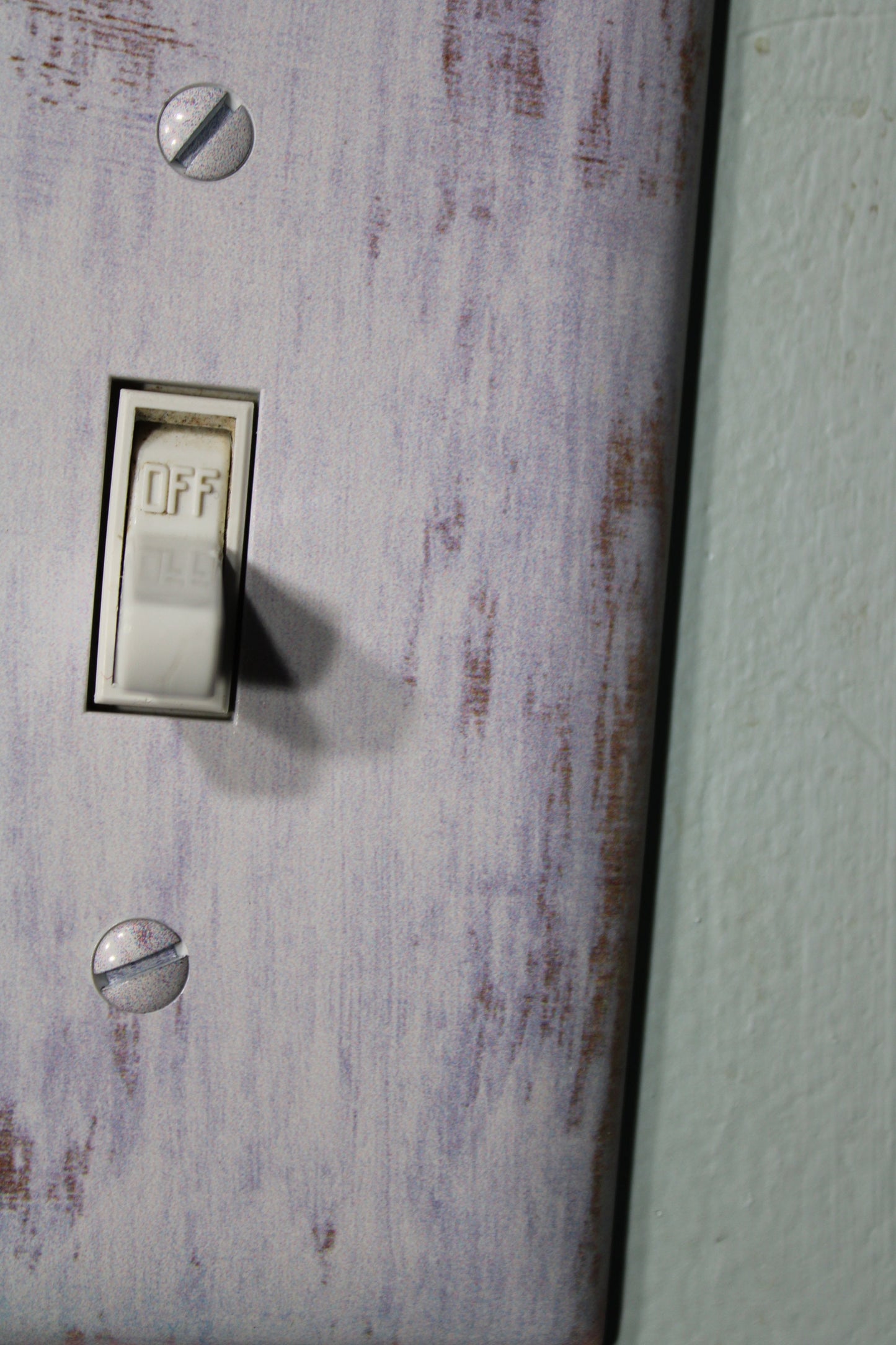 Rustic whitewashed wood with warn painted paint chips light switch cover plate farmhouse decor