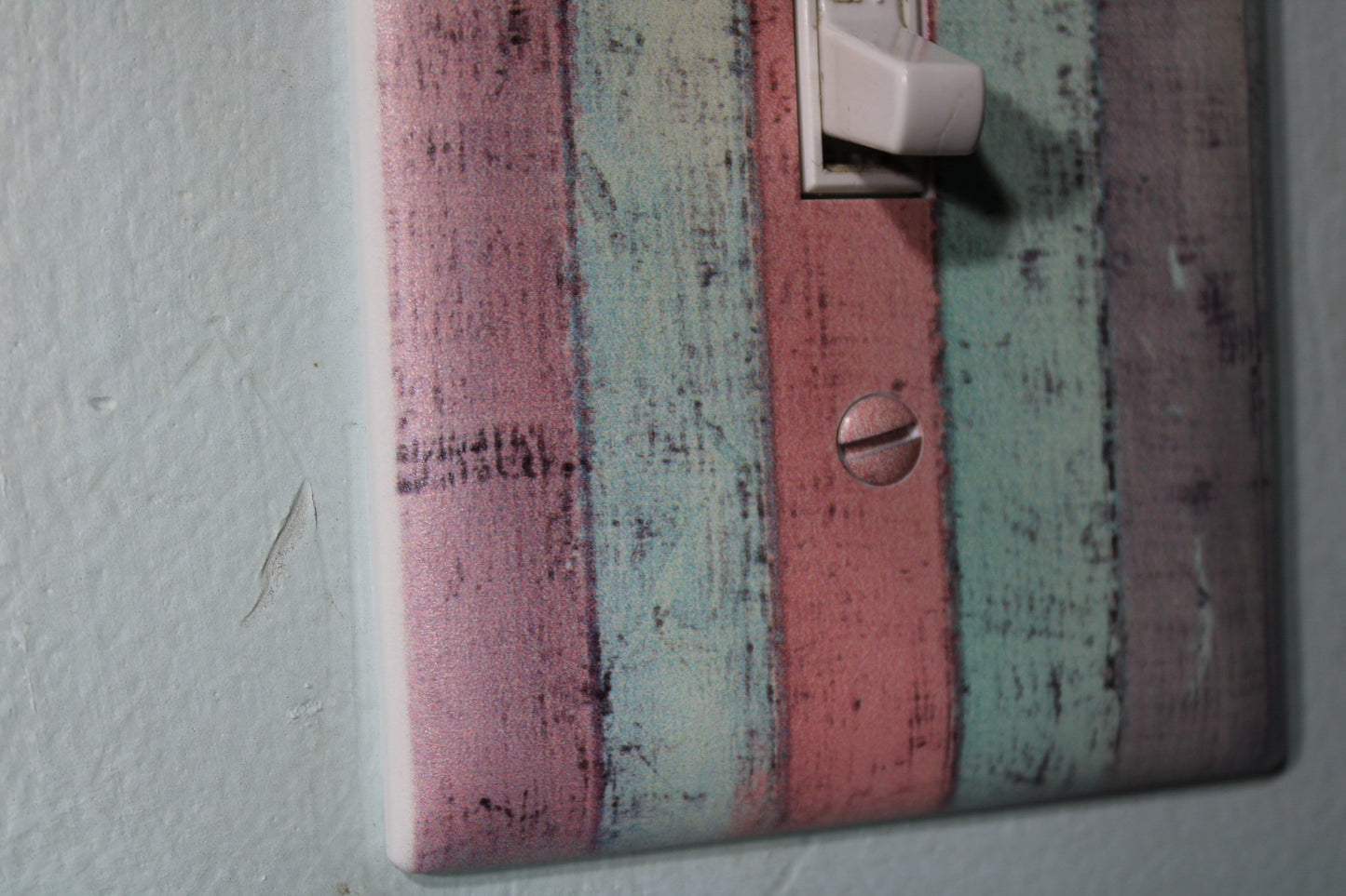 Rustic pastel pallet wood barnwood with warn painted paint chips light switch cover plate farmhouse decor